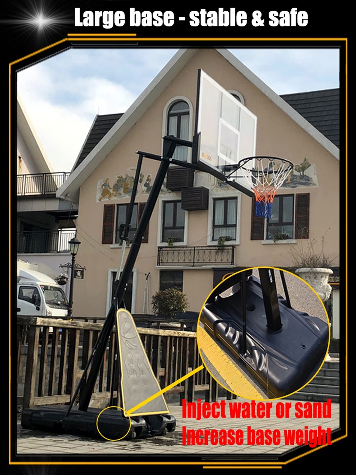 Portable Basketball Hoop Stand - Adjustable Height for Kids & Adults - 51