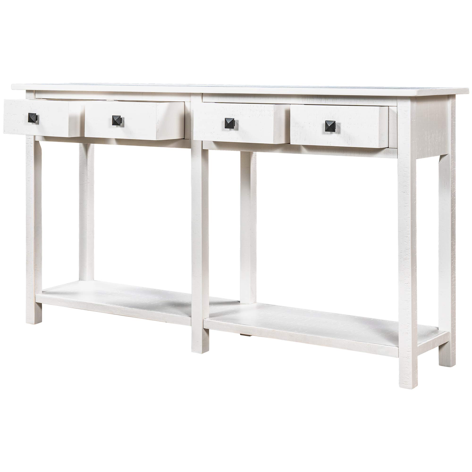 Rustic Brushed Texture Console Table with Drawer & Bottom Shelf - Sofa Table, Entryway Table for Living Room, Hallway, Dining Room (Ivory White) | Perfect for Home Decor, Small Space Storage & Entryway Organization