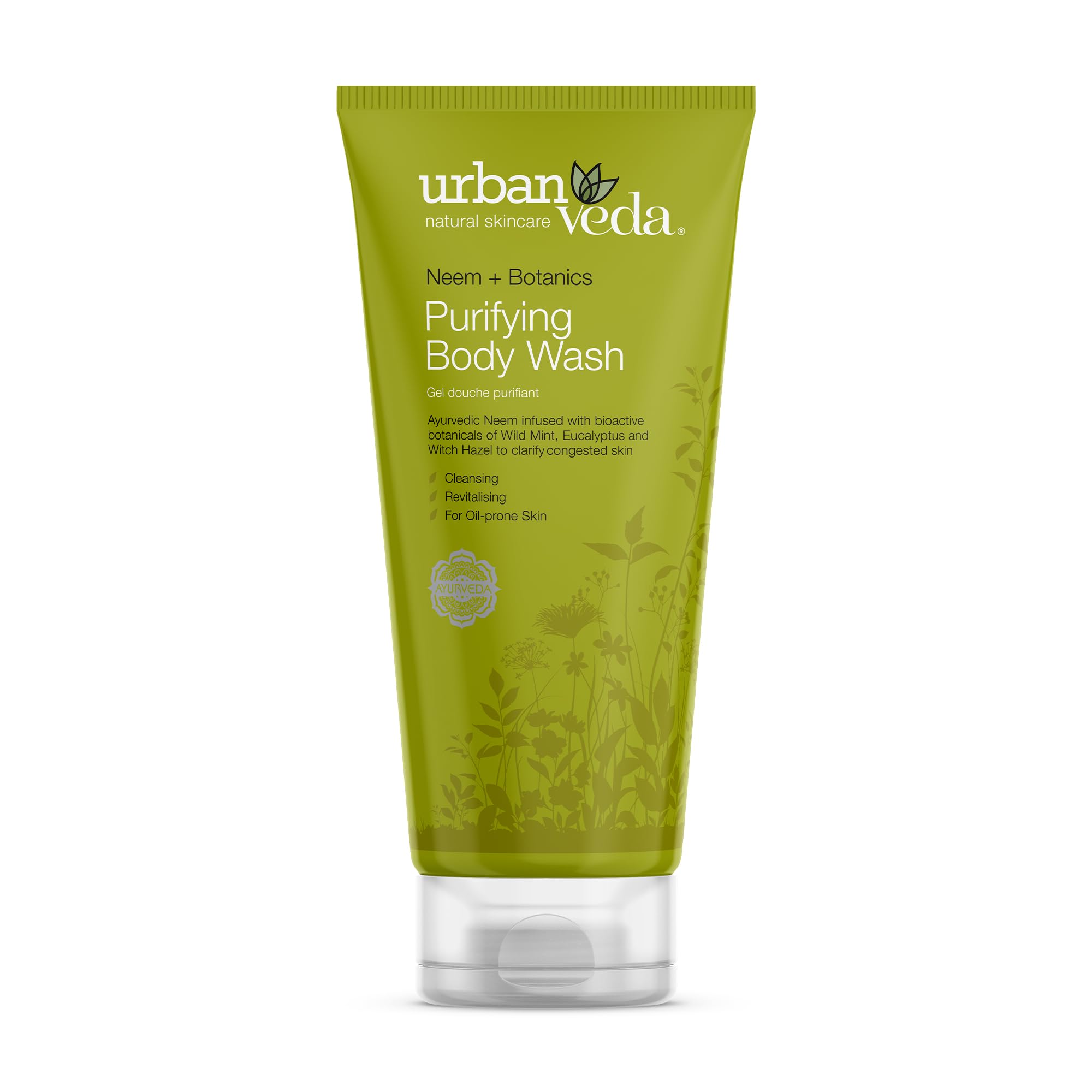 Urban Veda Purifying Neem Body Wash for Acne-Prone Skin | Natural Anti-Fungal Cleanser with Lactic Acid | Deep Cleansing for Oily & Problem Skin | Perfect for Daily Shower & Post-Workout Use