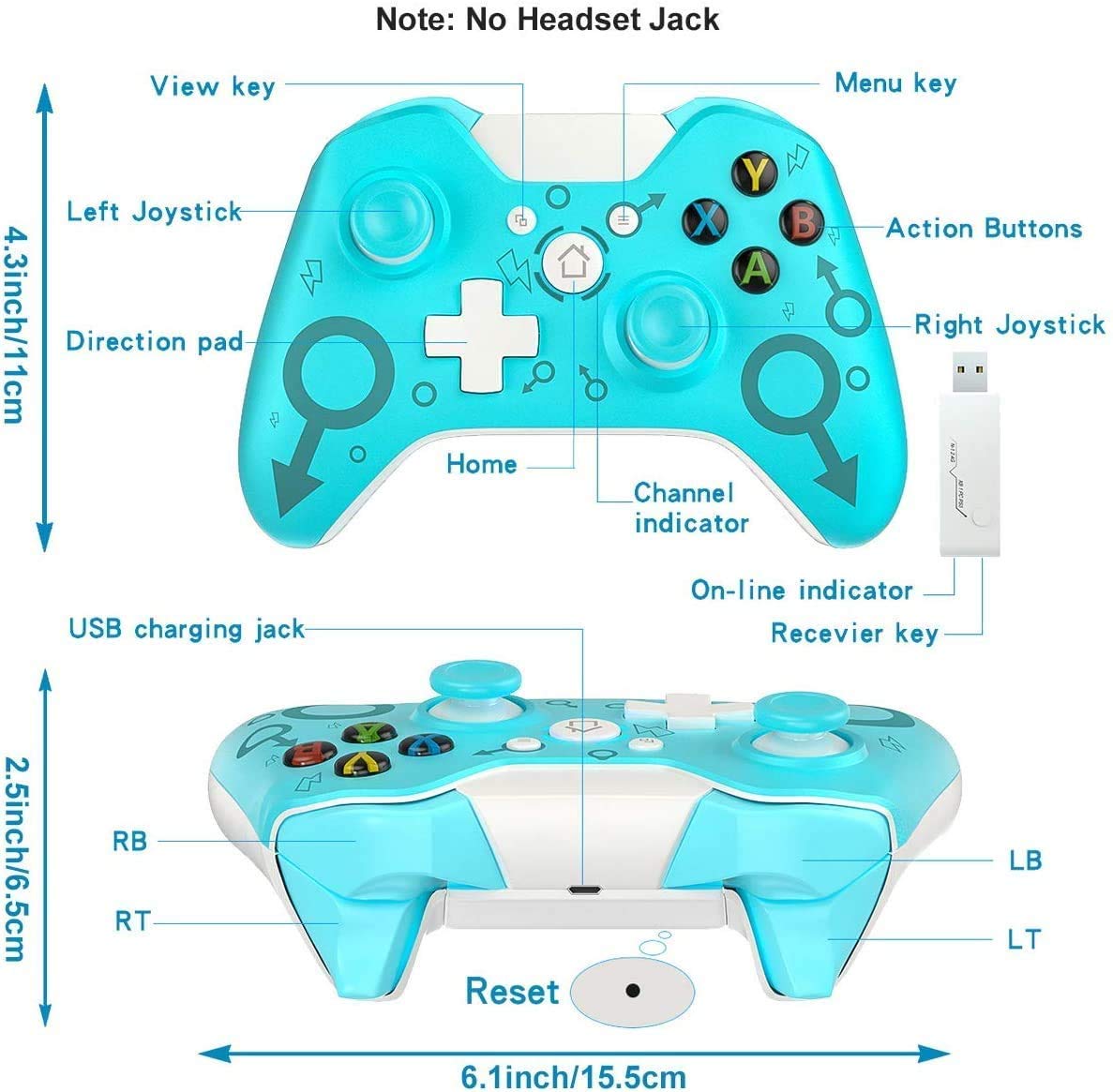 Xbox One Wireless Controller - Compatible with Xbox One, PC & PS3, Green Gamepad Joystick (No Headset Jack) - Perfect for Gaming, Streaming & Multiplayer Sessions