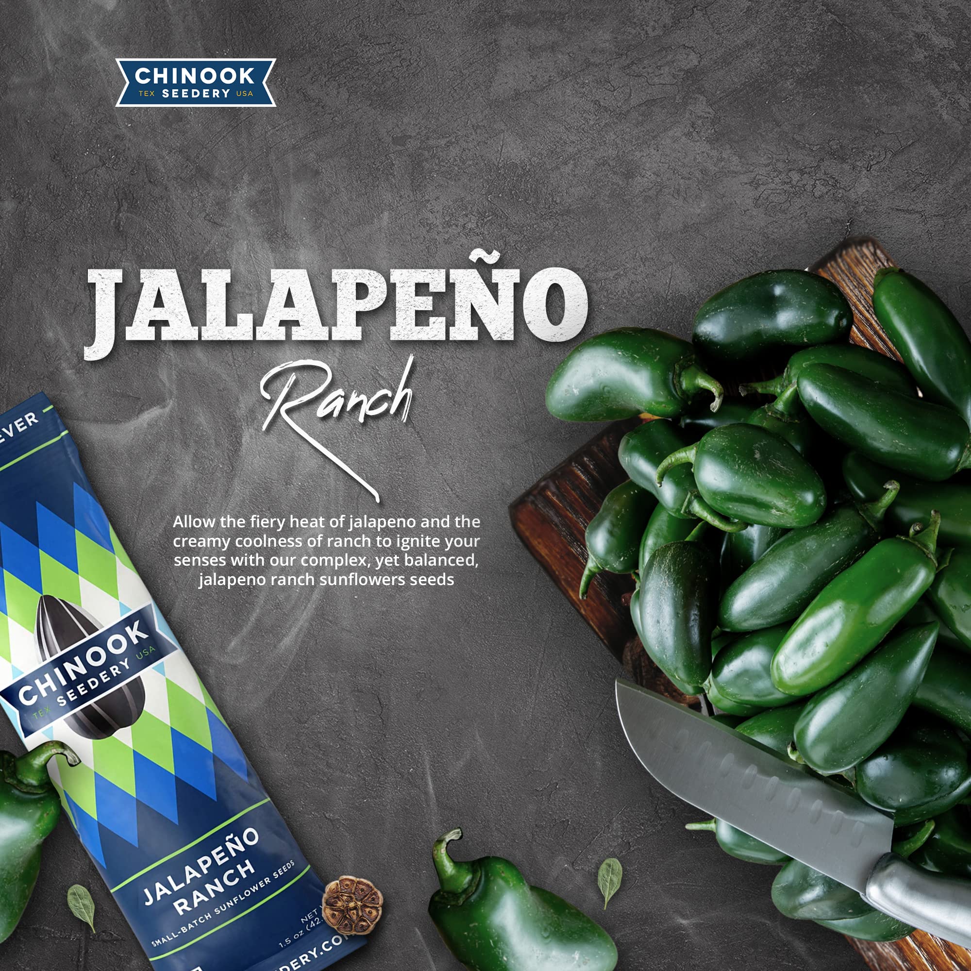 Roasted Sunflower Seeds - Jumbo Low Sodium, Keto Friendly, Gluten Free, Non GMO Snack - 1.5 oz Pack of 36 (Jalapeno Ranch Flavor) - Perfect for Hiking, Baseball Games, School Lunches & Healthy On-the-Go Snacking