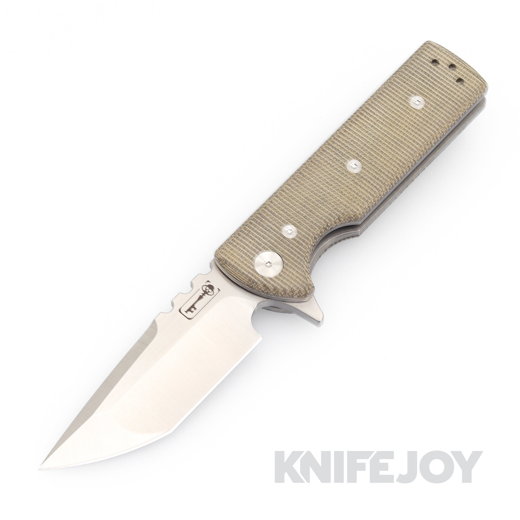 Chaves Knives T.A.K. Tanto Blade Folding Pocket Knife - Green Micarta Handles, Belt Finish - EDC, Outdoor, Camping & Survival Gear