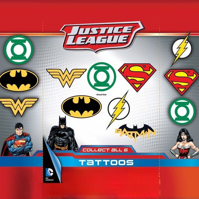 DC Comics Logo Temporary Tattoos - 24 Waterproof Fake Tattoos for Kids & Adults - Perfect for Cosplay, Halloween & Comic Con Events