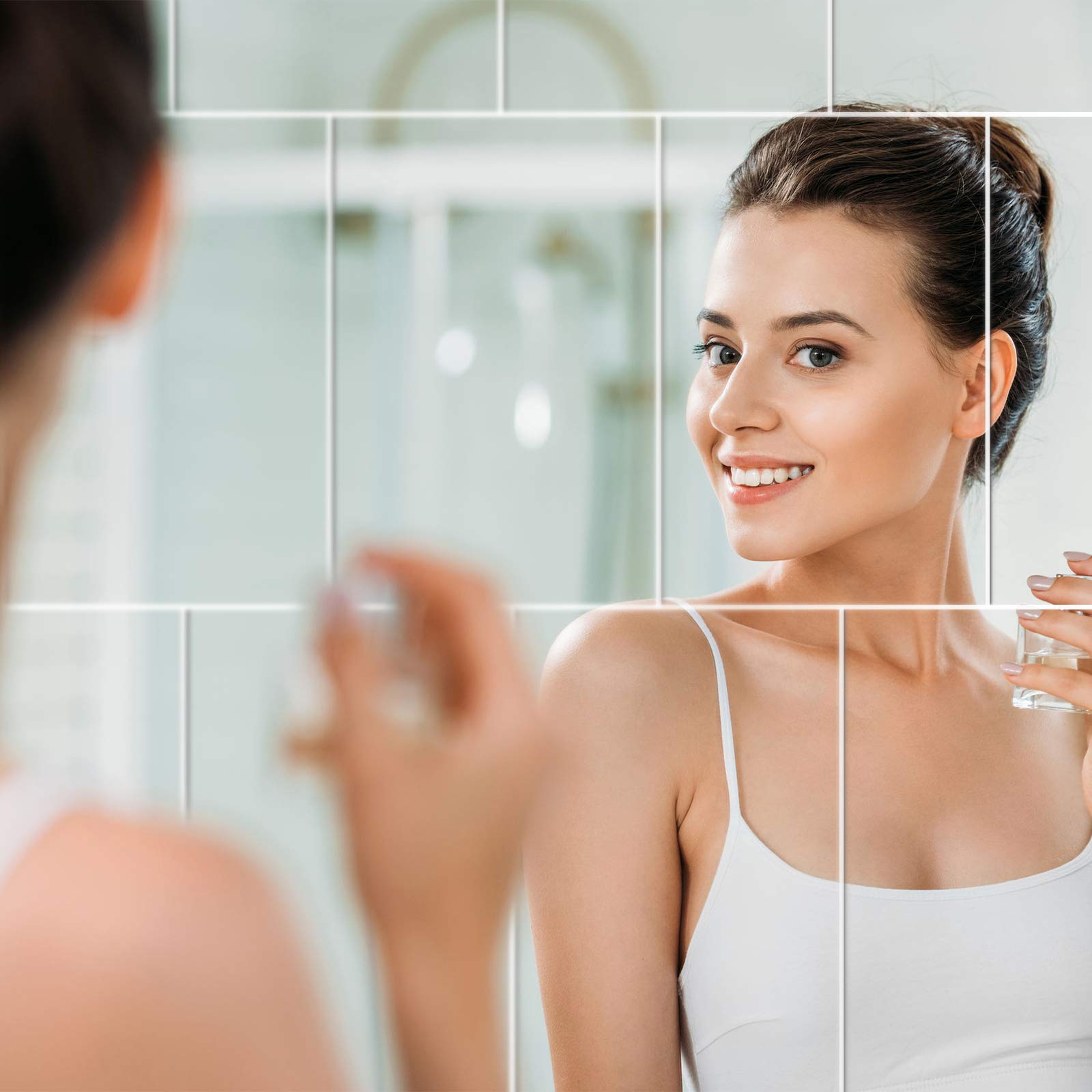 Flexible Self-Adhesive Mirror Sheets - Non-Glass Mirror Tiles for Wall Decor (10 Pack, 6x9 Inches) - Perfect for Home, Office & DIY Projects