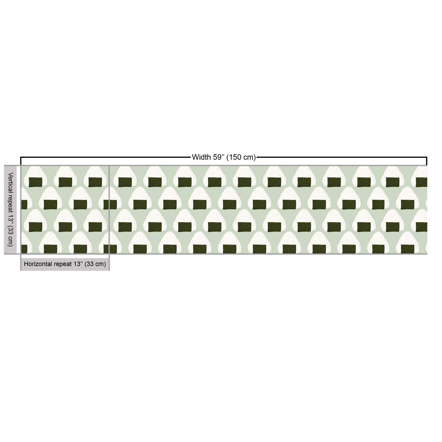 Ambesonne Abstract Japanese Onigiri Rice Balls Pastel Hipster Cuisine Print Fabric by The Yard - 10 Yards, Pale Green & Dark Green - Upholstery, Home Decor, DIY Projects, Curtains, Table Runners, Pillow Covers