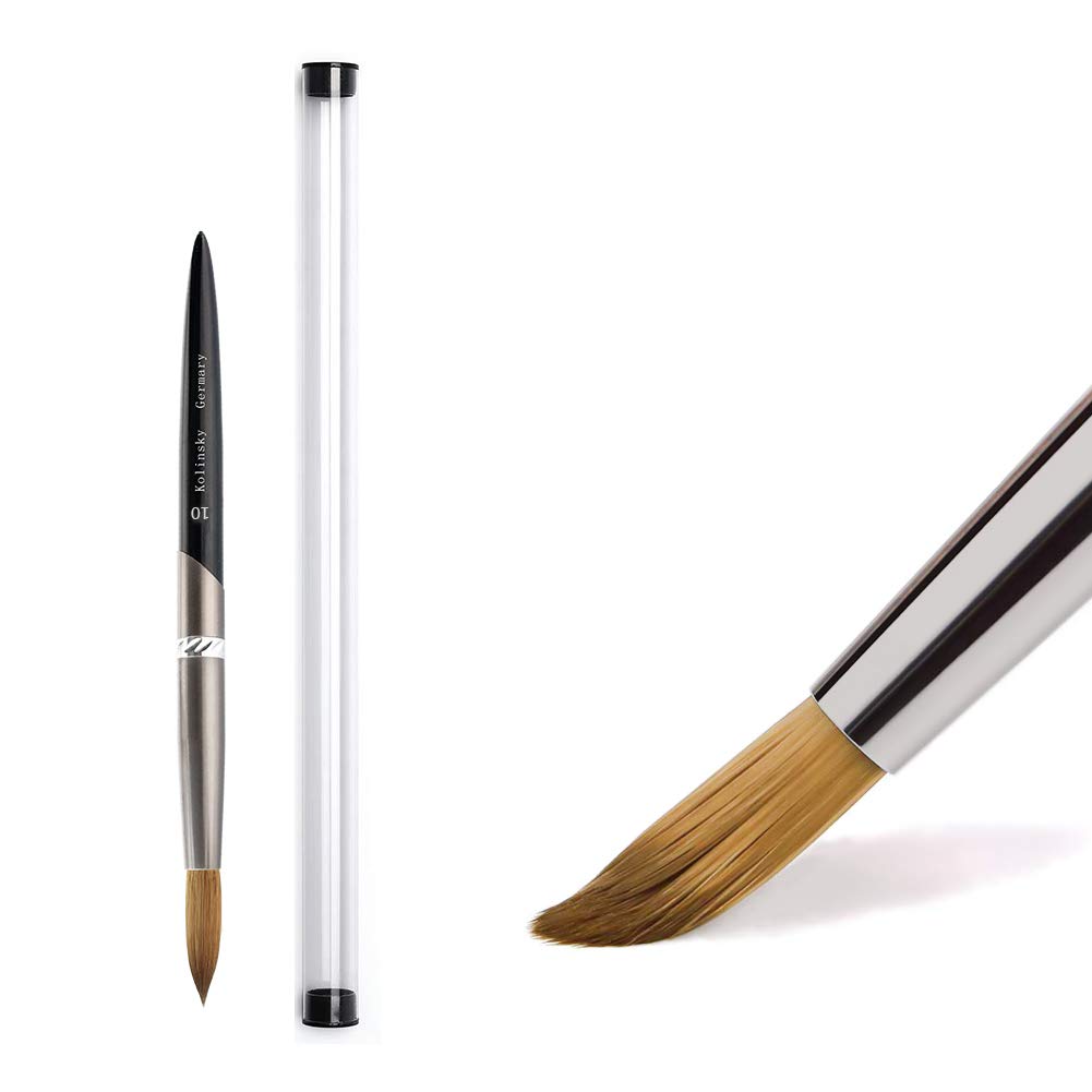 Premium Kolinsky Sable Acrylic Nail Brush - Size 10 Oval Professional Nail Art Brush for Acrylic Powder Application | Ideal for Beginners & Manicurists | Perfect for Salon, Home Use & Nail Art Designs