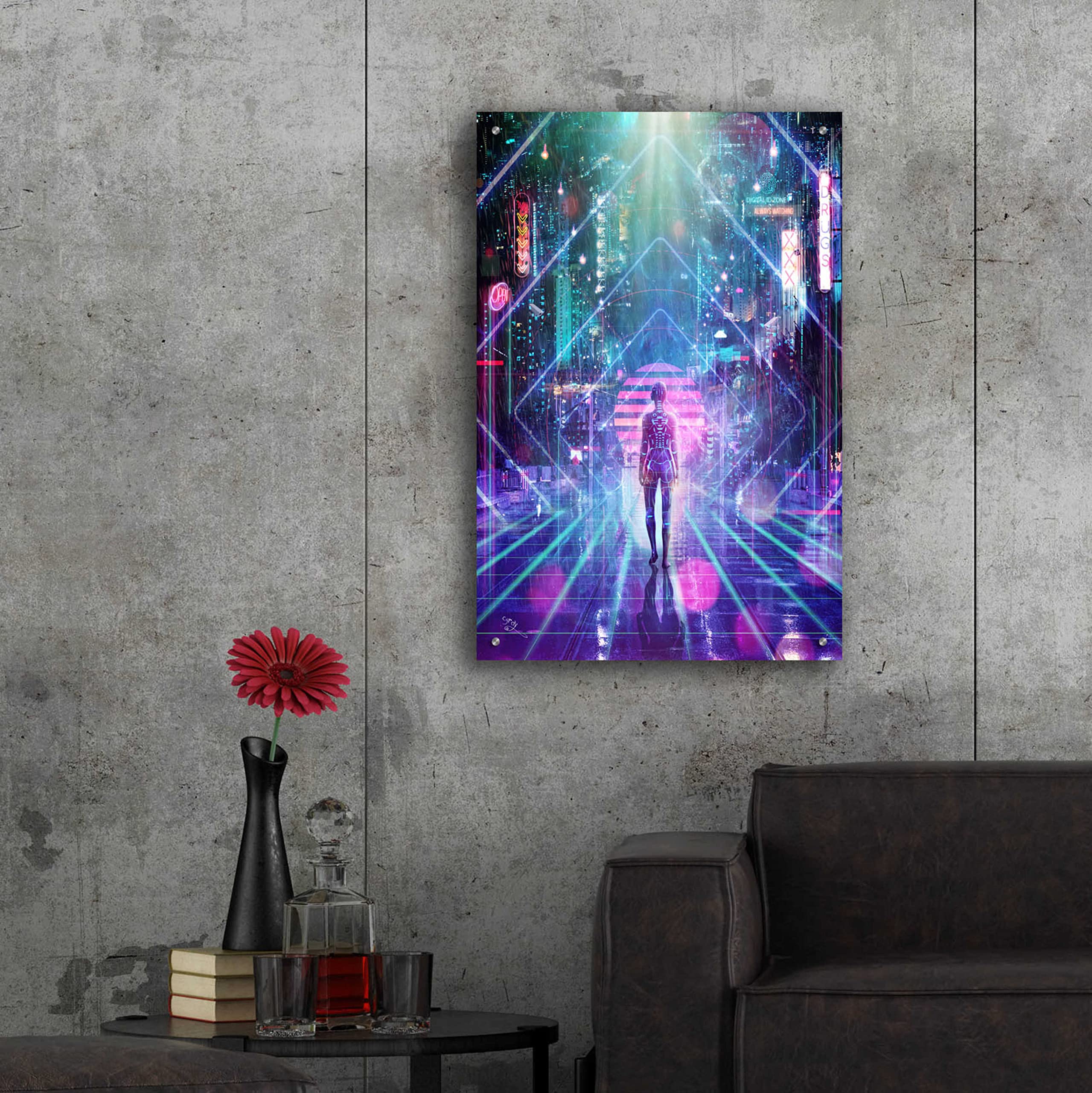 Epic Art 'Neon Zone' by Cameron Gray - Vibrant Acrylic Glass Wall Art 24x36 Inches - Perfect for Modern Living Room, Bedroom, or Office Decor