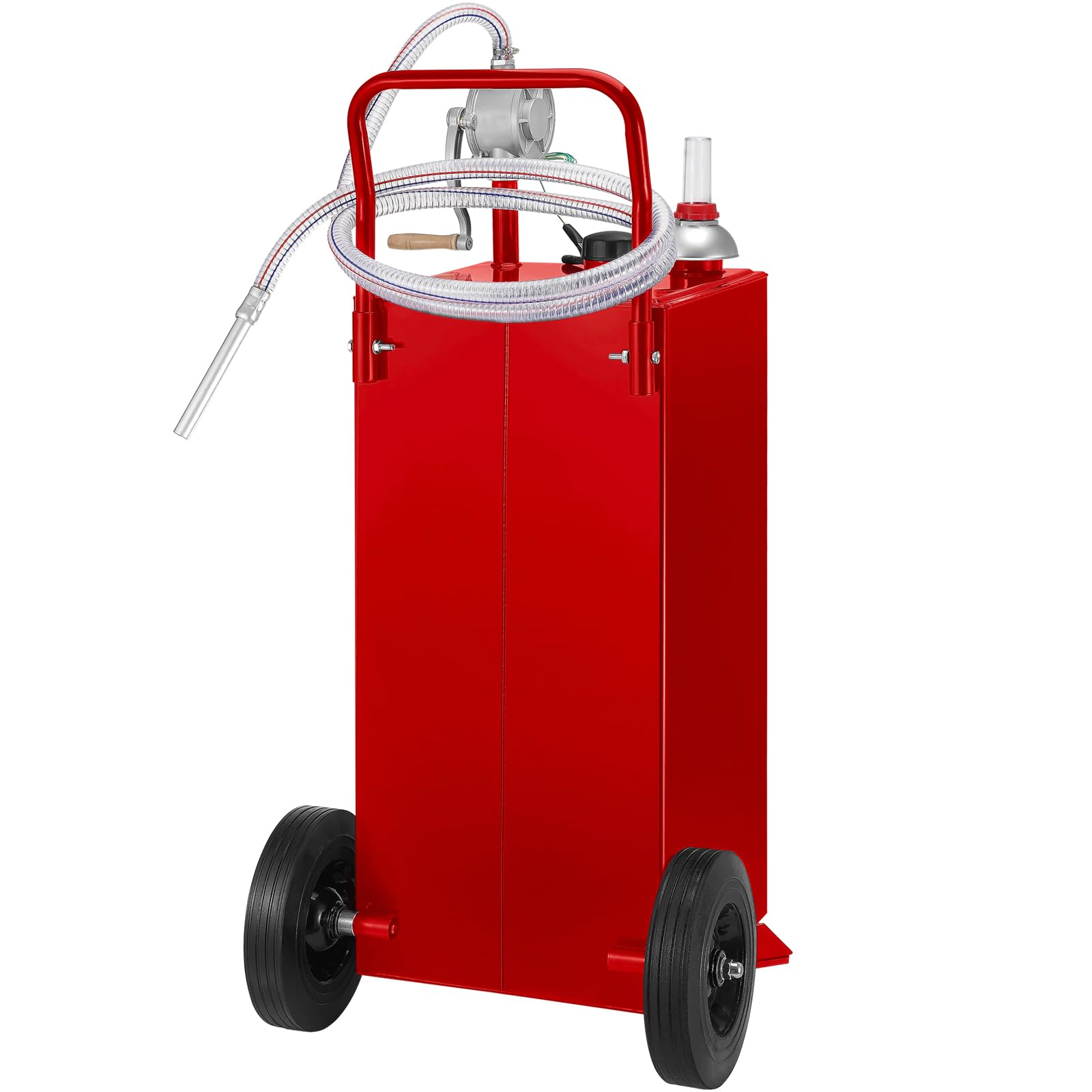 VEVOR 30 Gallon Portable Fuel Caddy with Manual Pump - Gas & Diesel Storage Tank on Wheels for Cars, Lawn Mowers, ATVs, Boats - Ideal for Home, Farm & Outdoor Use