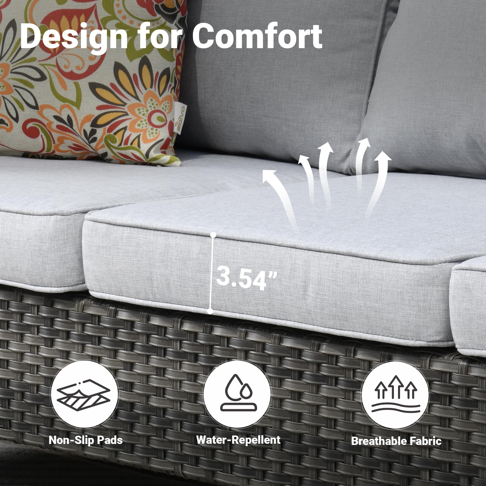 Outdoor Wicker Loveseat Sofa 2-Seater All-Weather Rattan Patio Furniture with High Back & Cushions - Grey - Perfect for Garden, Deck, Porch & Backyard Relaxation