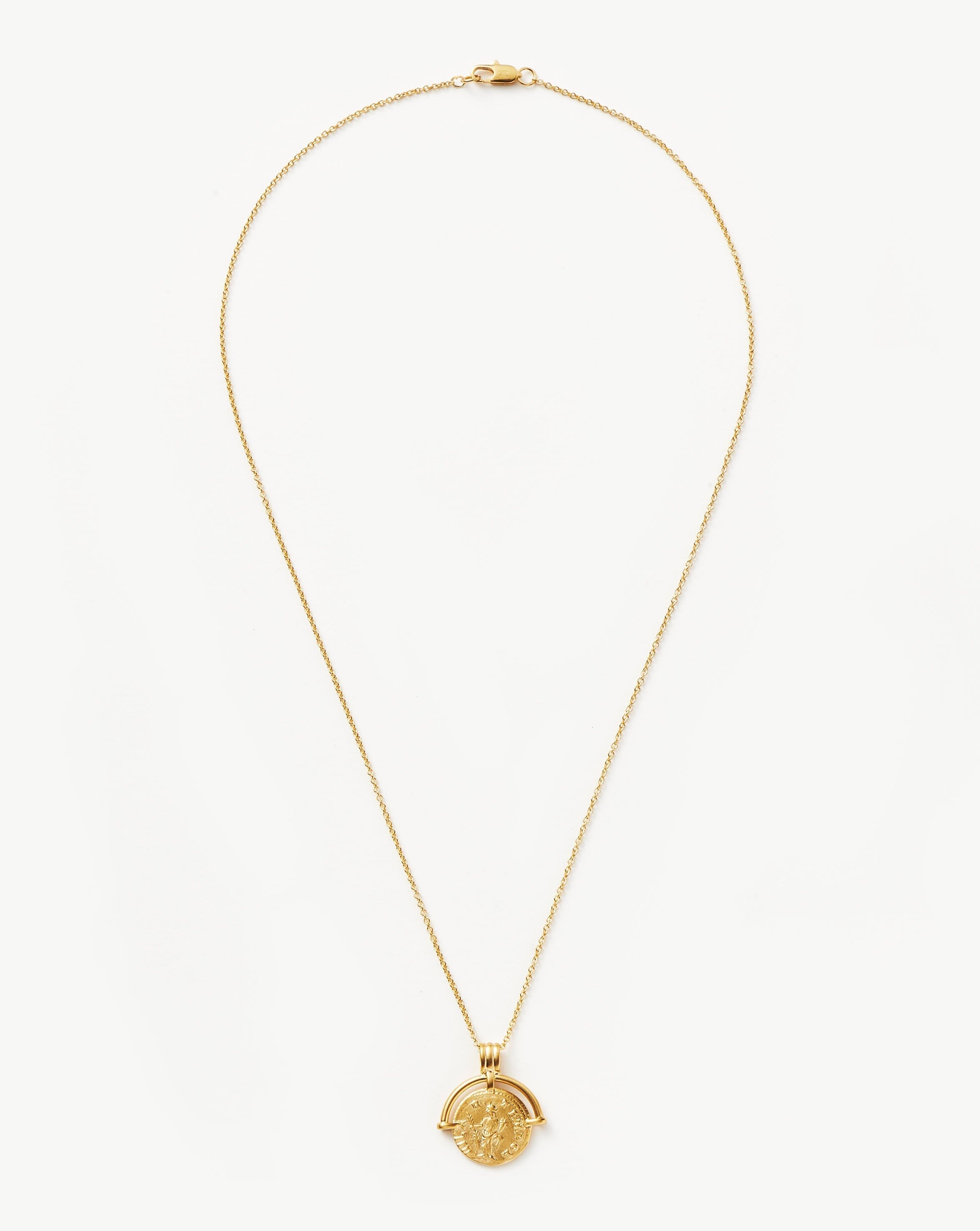 Lucy Williams Long Engravable Roman Arc Coin Necklace - Personalized Jewelry Gift for Women, Vintage Style Pendant Necklace for Anniversary, Birthday & Special Occasions