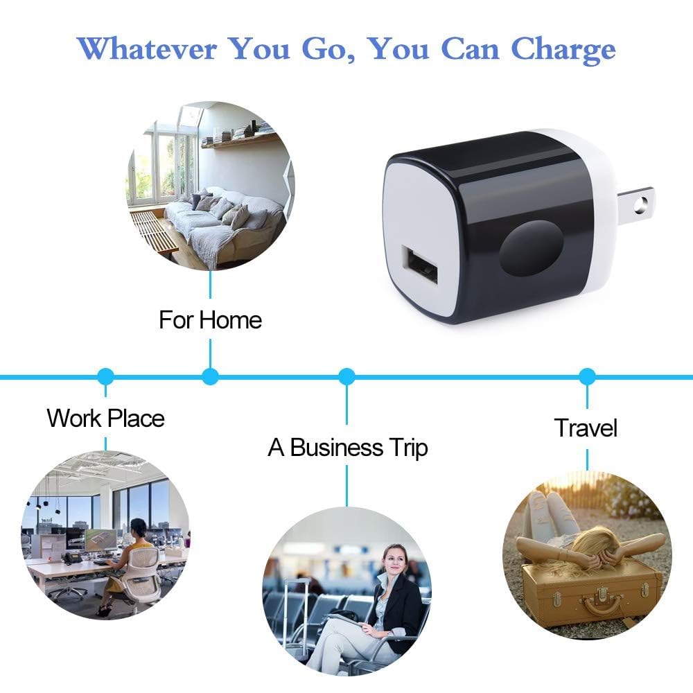 HOOTEK 10-Pack USB Wall Charger Cube - 1A/5V Fast Charging Block Adapter for iPhone 16/15/14/13/12 Pro Max, Samsung Galaxy, LG, Moto - Perfect for Home, Office & Travel Charging Needs