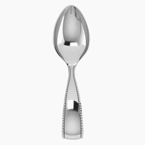 Sterling Silver Beaded Loop Feeding Spoon - .925 Solid Food Grade Silver Baby Spoon - Engravable Gift with Elegant Box - Perfect for Baby Showers, Christenings & First Birthday Gifts