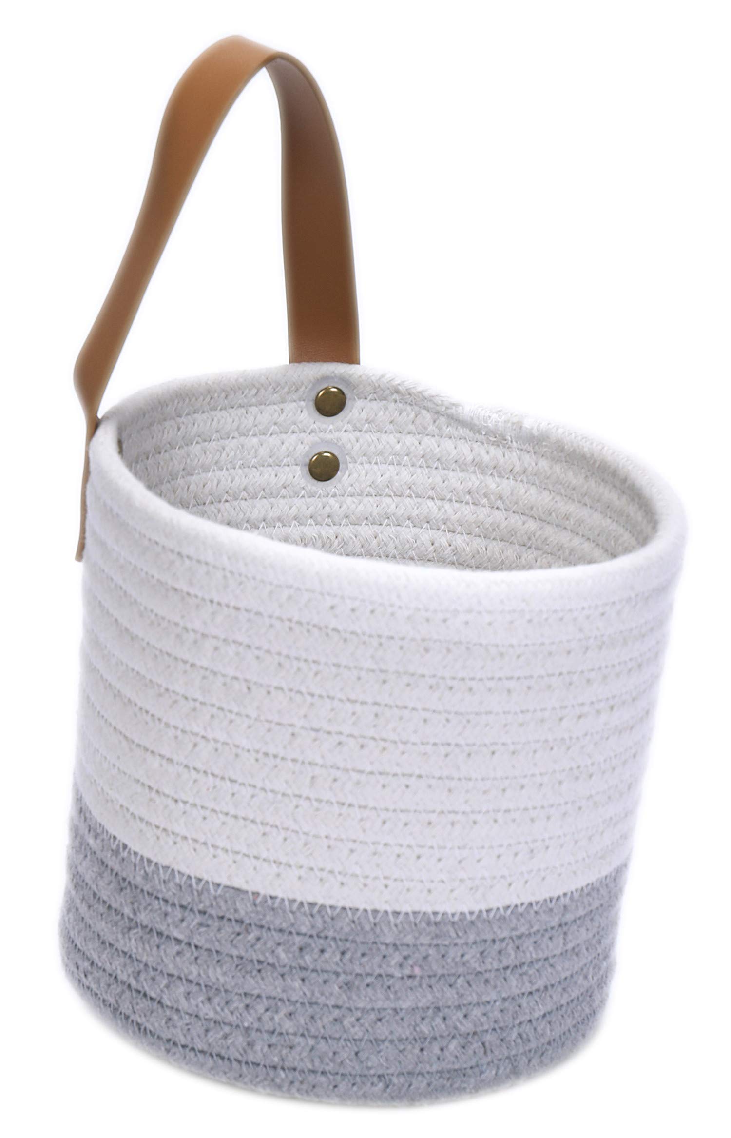 2-Pack Small Hanging Basket - Cotton Rope Wall Basket with Handle for Home Storage, 6