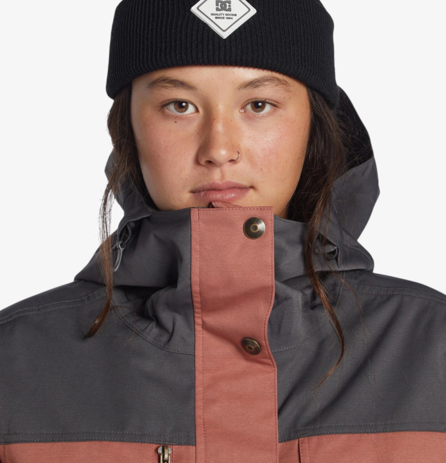 DC Women's Snow Liberate Jacket in Salmon Gray - Waterproof Winter Coat for Skiing & Outdoor Adventures