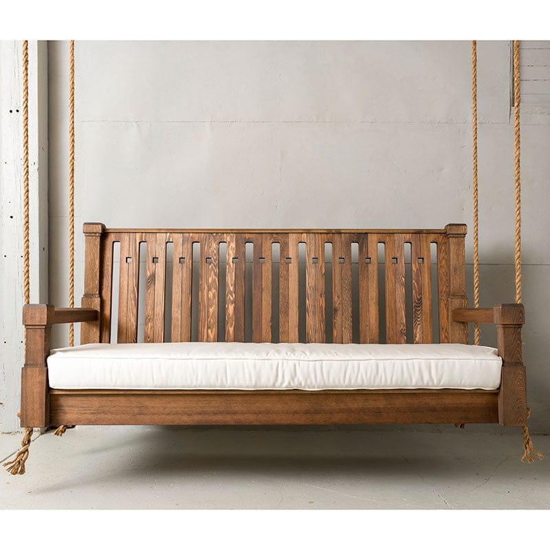 67-inch Mahogany Stain Craftsman Red Cedar Porch Swing - Classic Outdoor Hanging Bench for Patio, Garden & Backyard Relaxation
