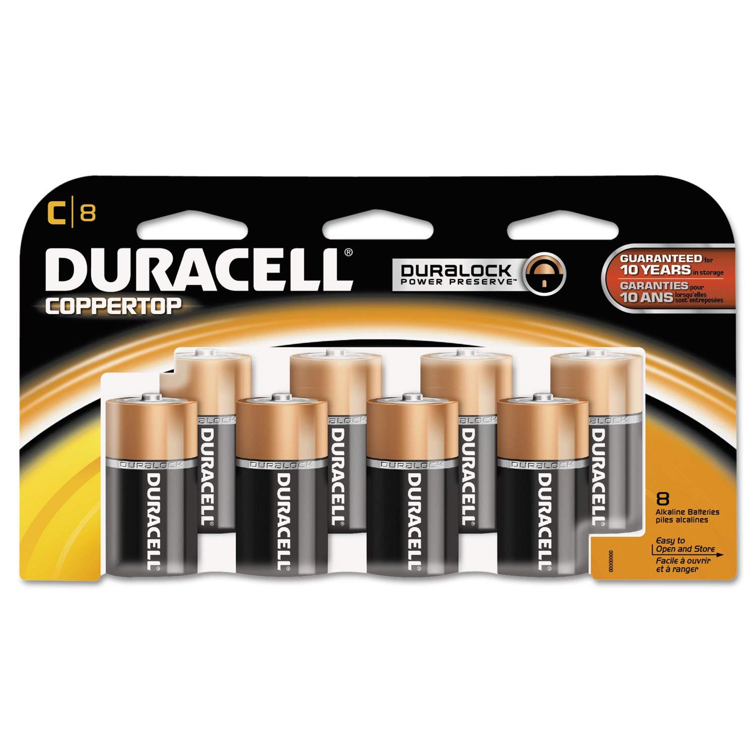 Duracell MN14RT8Z CopperTop Alkaline C Batteries - 8 Pack | Long-Lasting Power for Flashlights, Toys & Electronic Devices