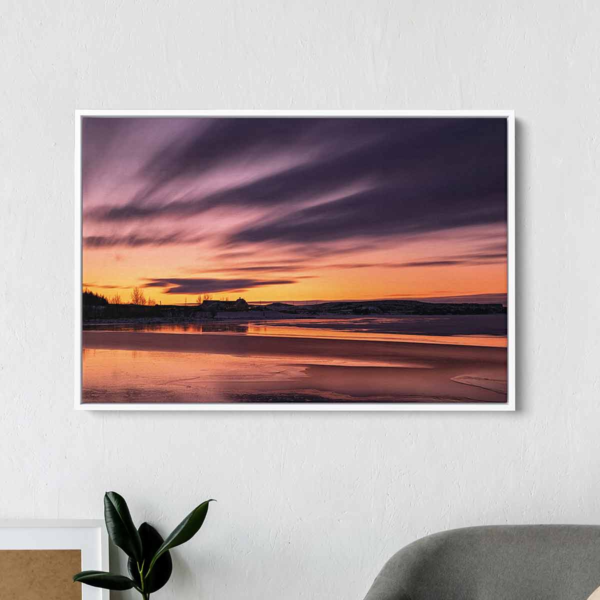 Purple Sunset Wall Art Canvas Print - Modern Home Decor for Living Room, Bedroom & Office - Stunning Landscape Painting for Interior Design
