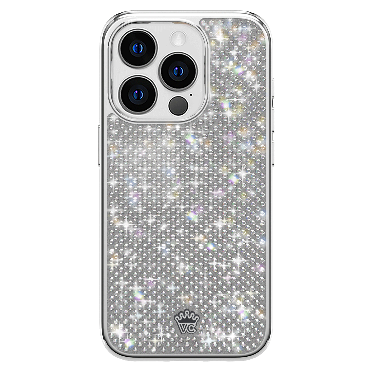 Luxury Chrome Caviar Crystals iPhone Case - Elegant Protective Cover for iPhone 13/14/15 Pro Max - Sparkling Rhinestone Design for Women & Girls - Perfect for Parties, Weddings & Special Occasions