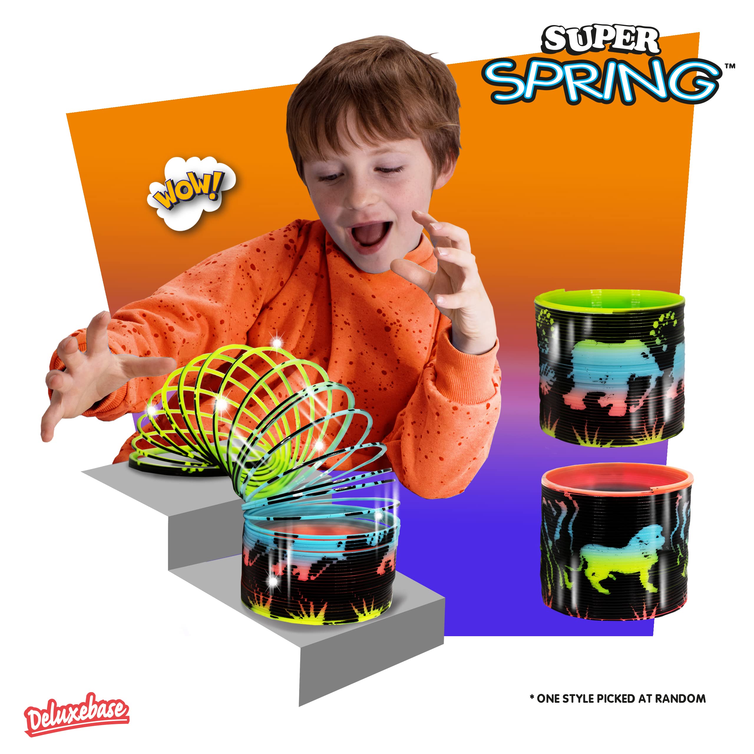 Deluxebase 2.5 Inch Safari Animal Rainbow Spring Toy - Wild Animal Slinky & Fidget Toy for Kids | Educational Sensory Toy, Party Favors & Gifts for Boys & Girls | Perfect for Classrooms, Birthday Parties & Stress Relief