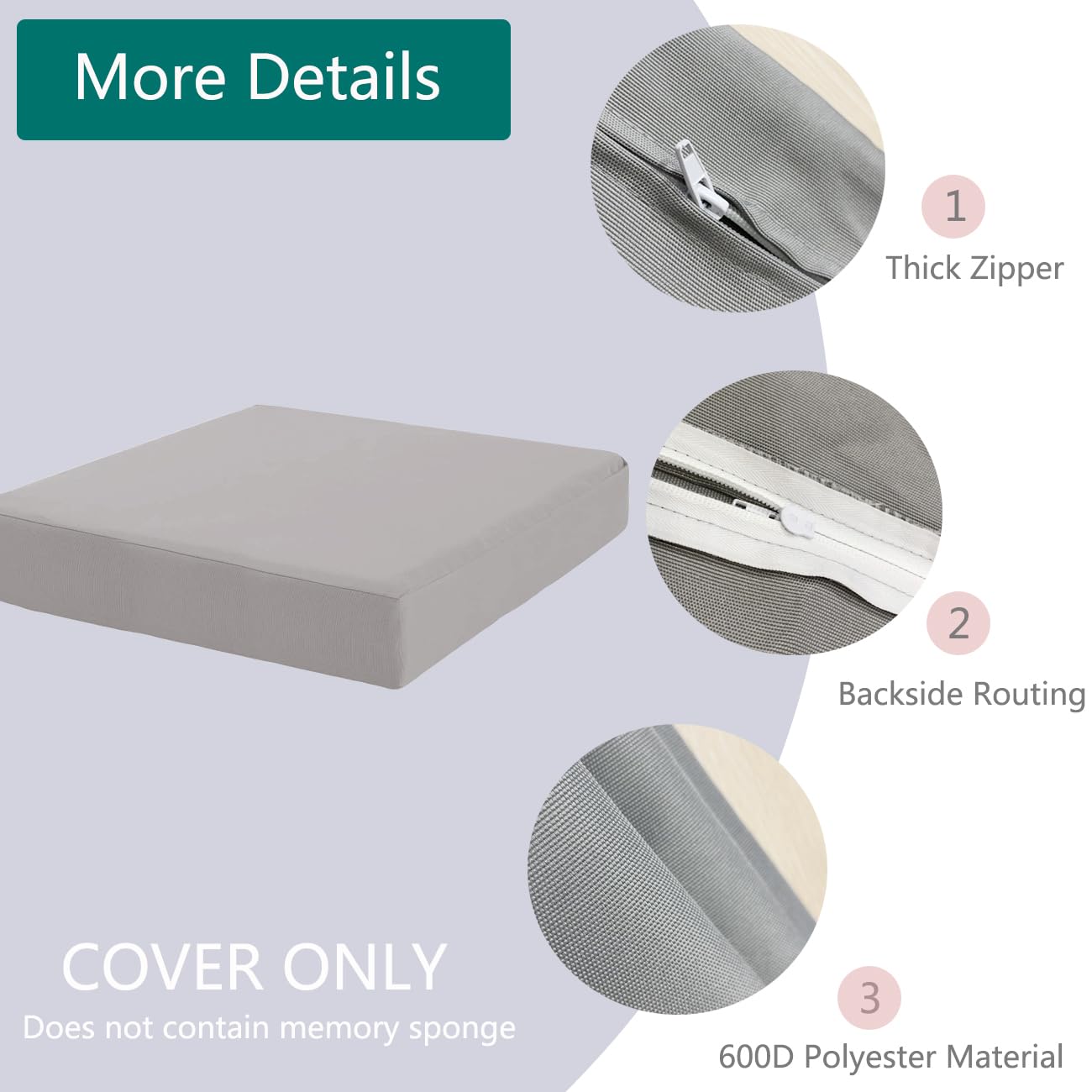 Sqodok 24x24 Inch Waterproof Outdoor Cushion Covers - 4 Pack Replacement Patio Furniture Covers for Wicker Chairs (Grey) - Perfect for Backyard, Deck, Poolside & Garden Seating