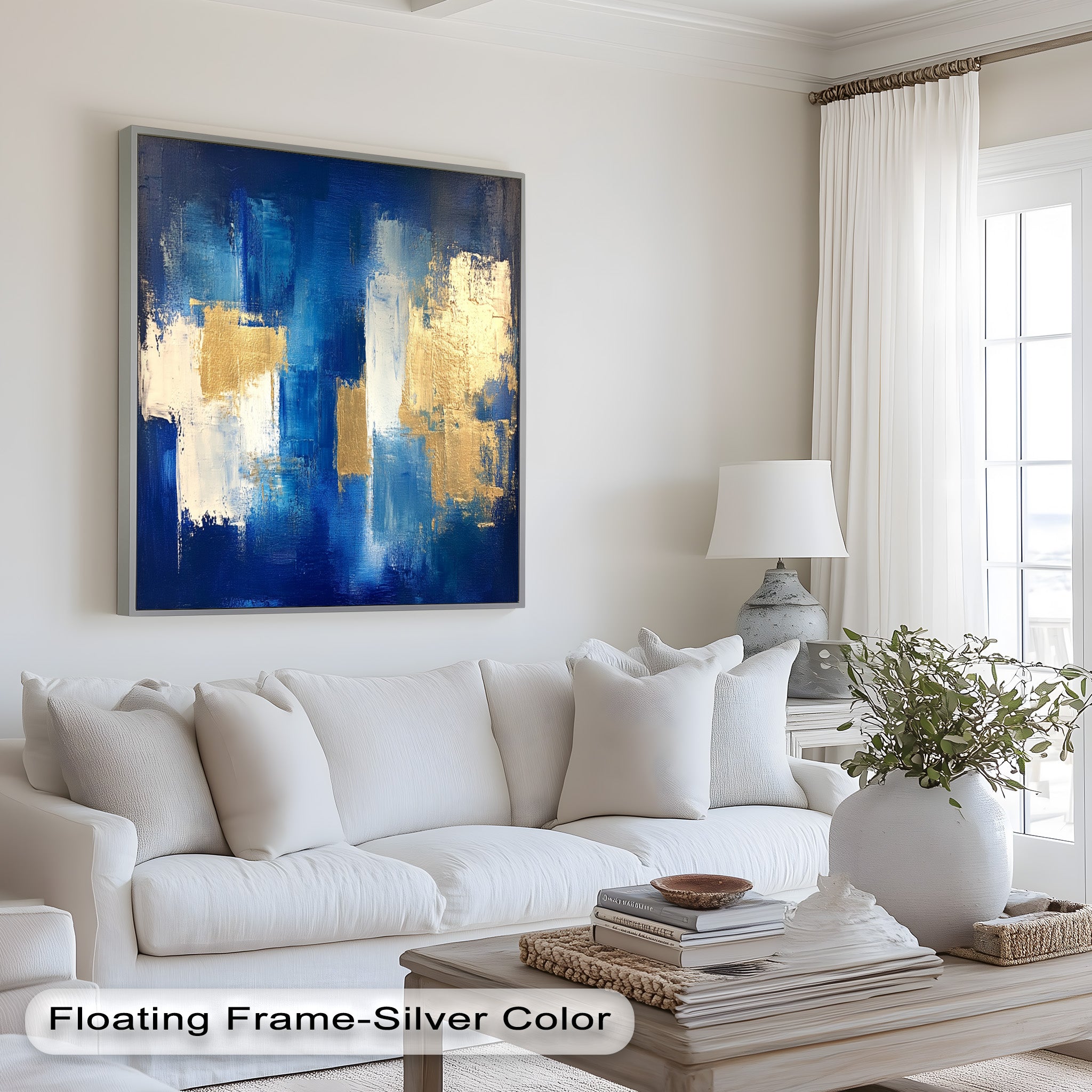 Blue Harmony Abstract Oil Painting - Modern Wall Art for Living Room, Bedroom & Office Decor | Handmade Canvas Artwork