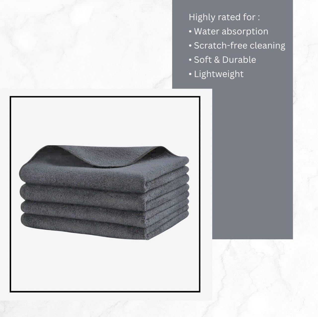 EZZY Premium Microfiber Cleaning Cloth 40x40cm (16x16 Inches) - 350 GSM Ultra Soft & Highly Absorbent Multipurpose Cloth for Kitchen, Windows, Cars & Electronics - Perfect for Streak-Free Cleaning & Dusting (2-Pack)