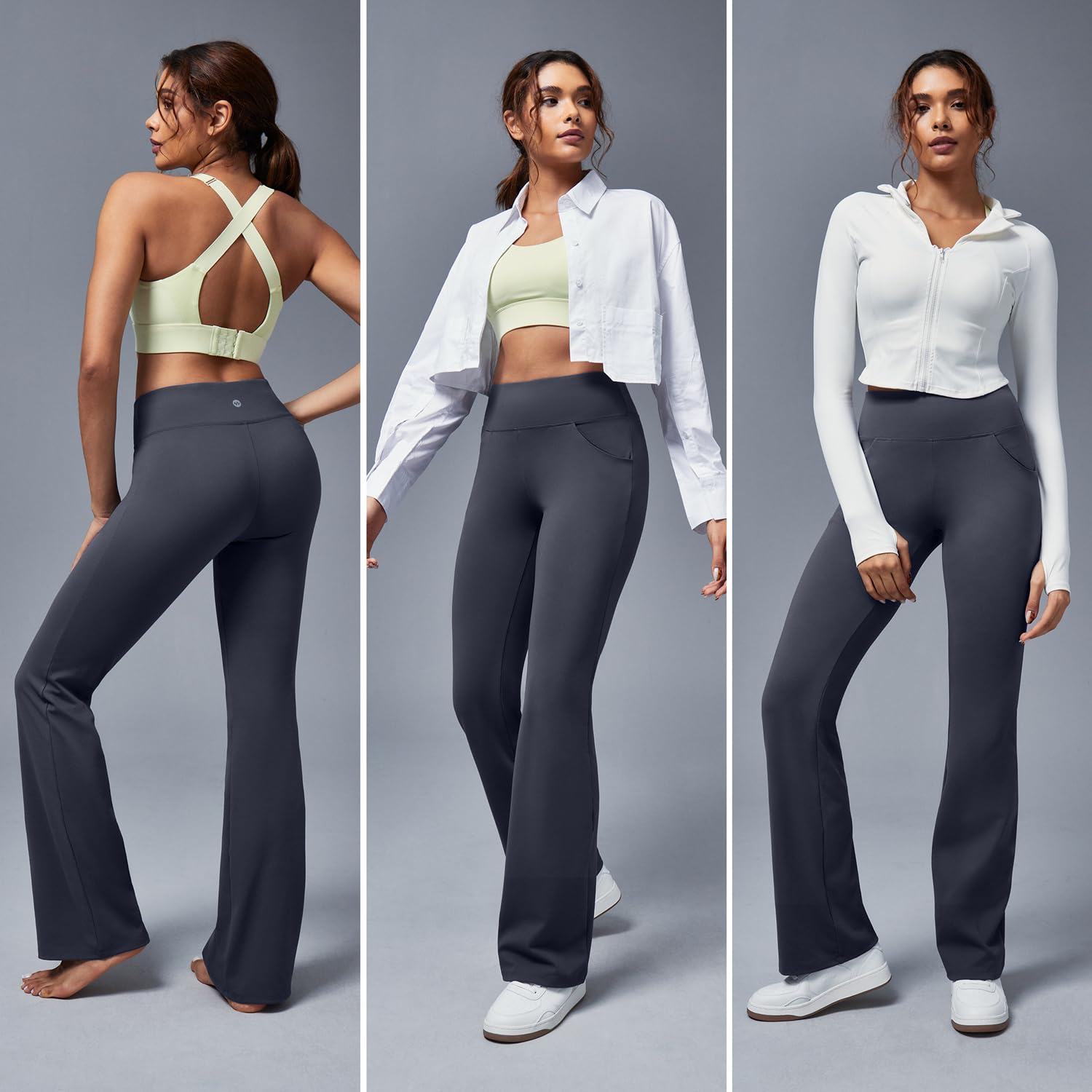 Ewedoos Women's High Waisted Bootcut Yoga Pants with Pockets - Stretchy Wide Leg Workout Pants for Yoga, Gym & Lounge Wear