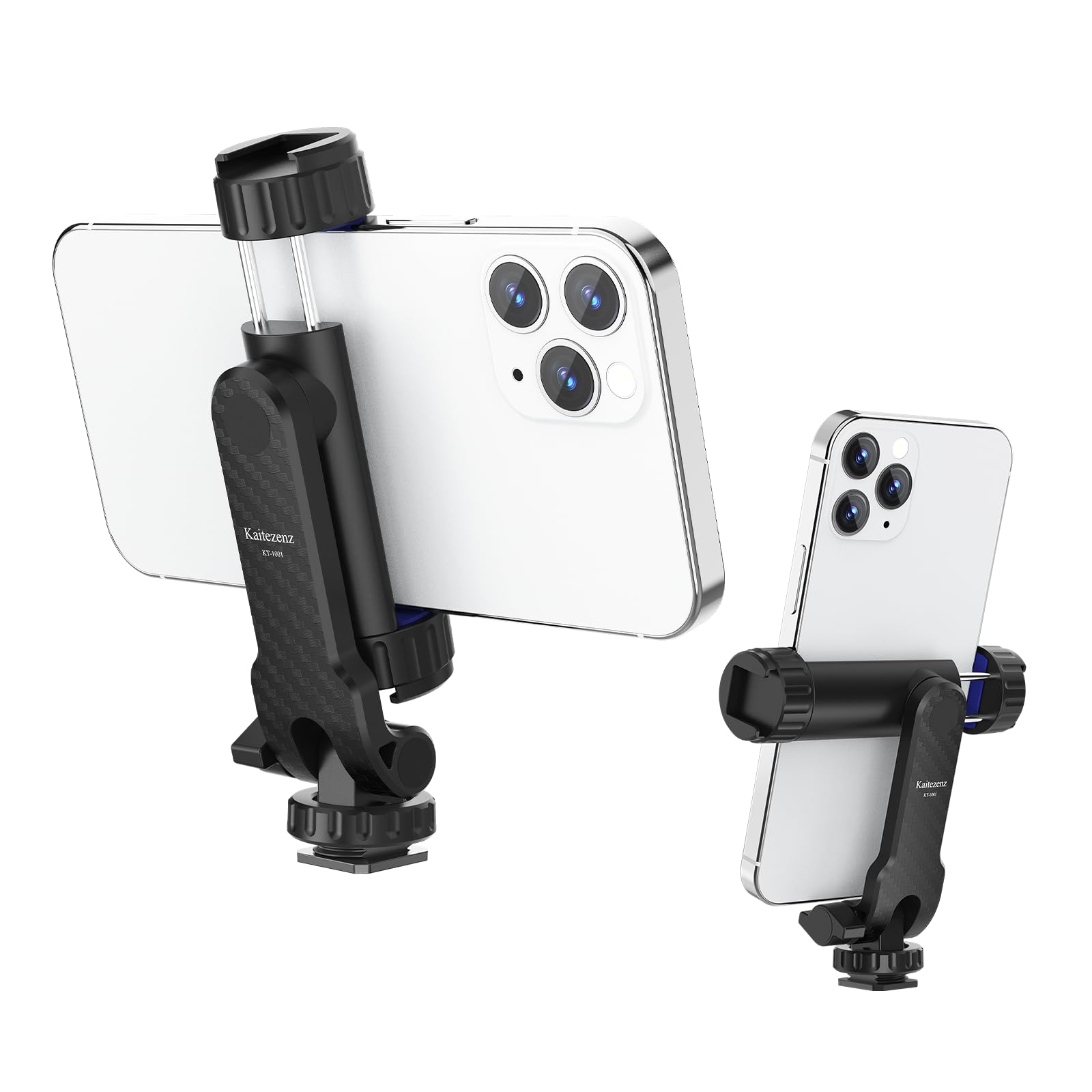 Universal Phone Tripod Mount with 2 Cold Shoes - 360° Rotating & 180° Tilting Smartphone Holder for iPhone, Samsung & All Phones - Perfect for Vlogging, Live Streaming & Photography