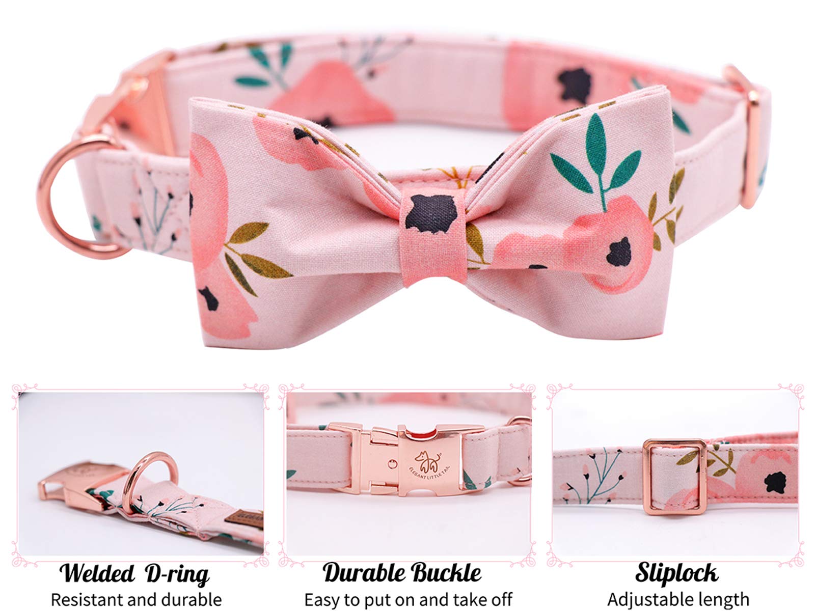 Elegant Adjustable Dog Collar with Bow Tie - Soft & Comfortable Pet Collar for Small, Medium, Large Dogs & Cats - Perfect for Weddings, Parties & Special Occasions