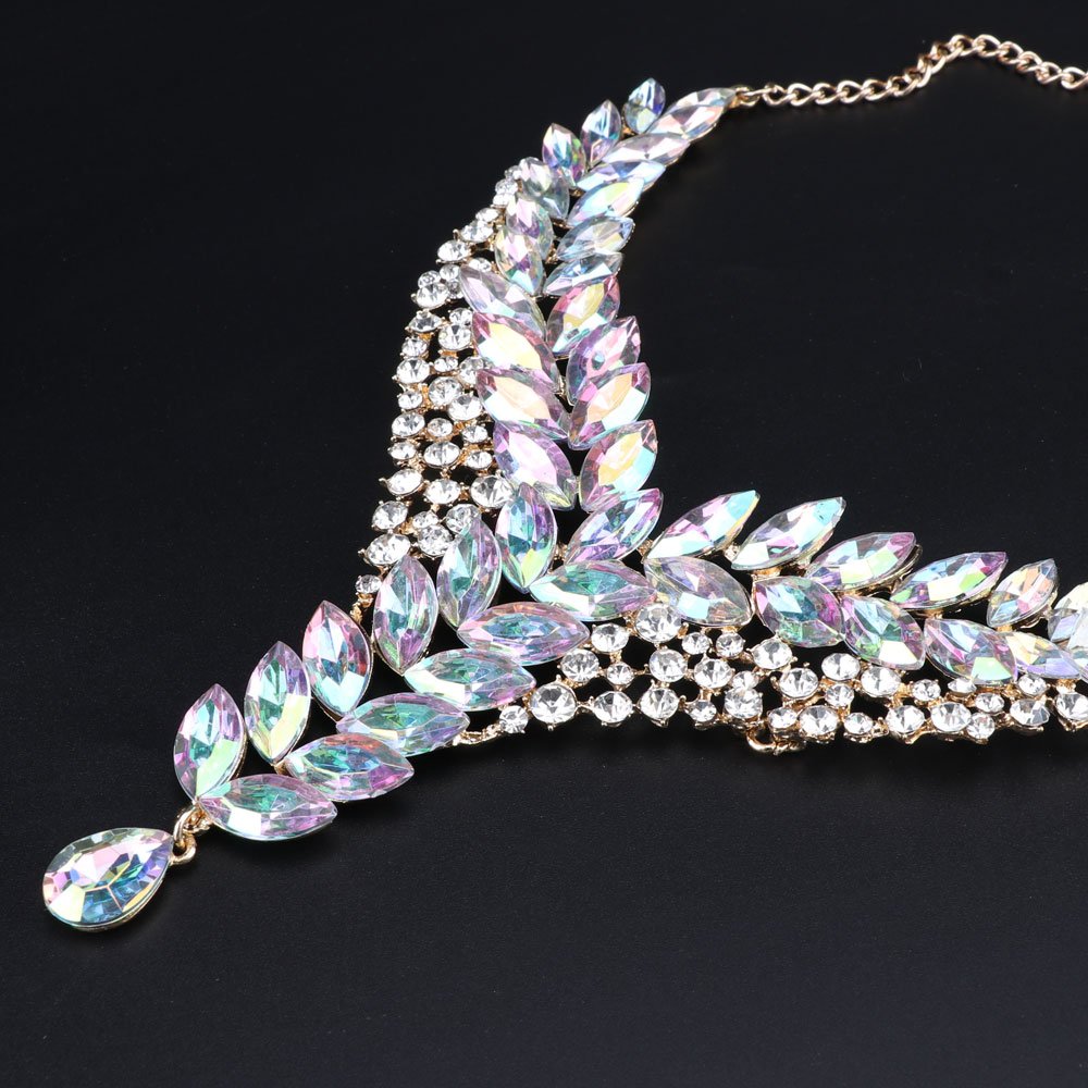Elegant Rhinestone Crystal Wedding Jewelry Set for Women - Bridal Bridesmaid Necklace & Earrings - Perfect for Weddings, Parties, and Special Occasions
