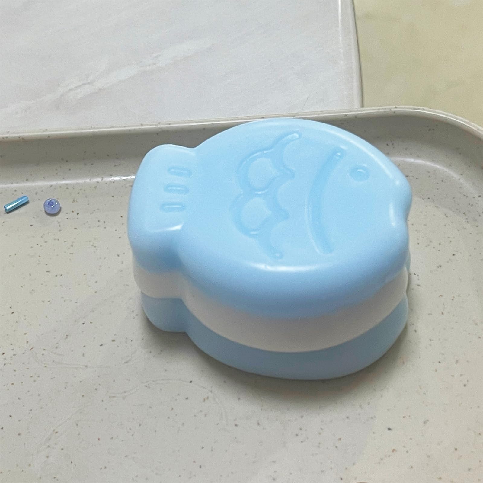Heeli 3-Layer Taiyaki Squishy Toy - Cute Fish-Shaped Stress Relief Squeeze Toy, Soft Silicone Sensory Fidget Toy for Kids & Adults - Perfect Gift for Anxiety Relief, Office, or Home Relaxation (Blue & White, 1PC)