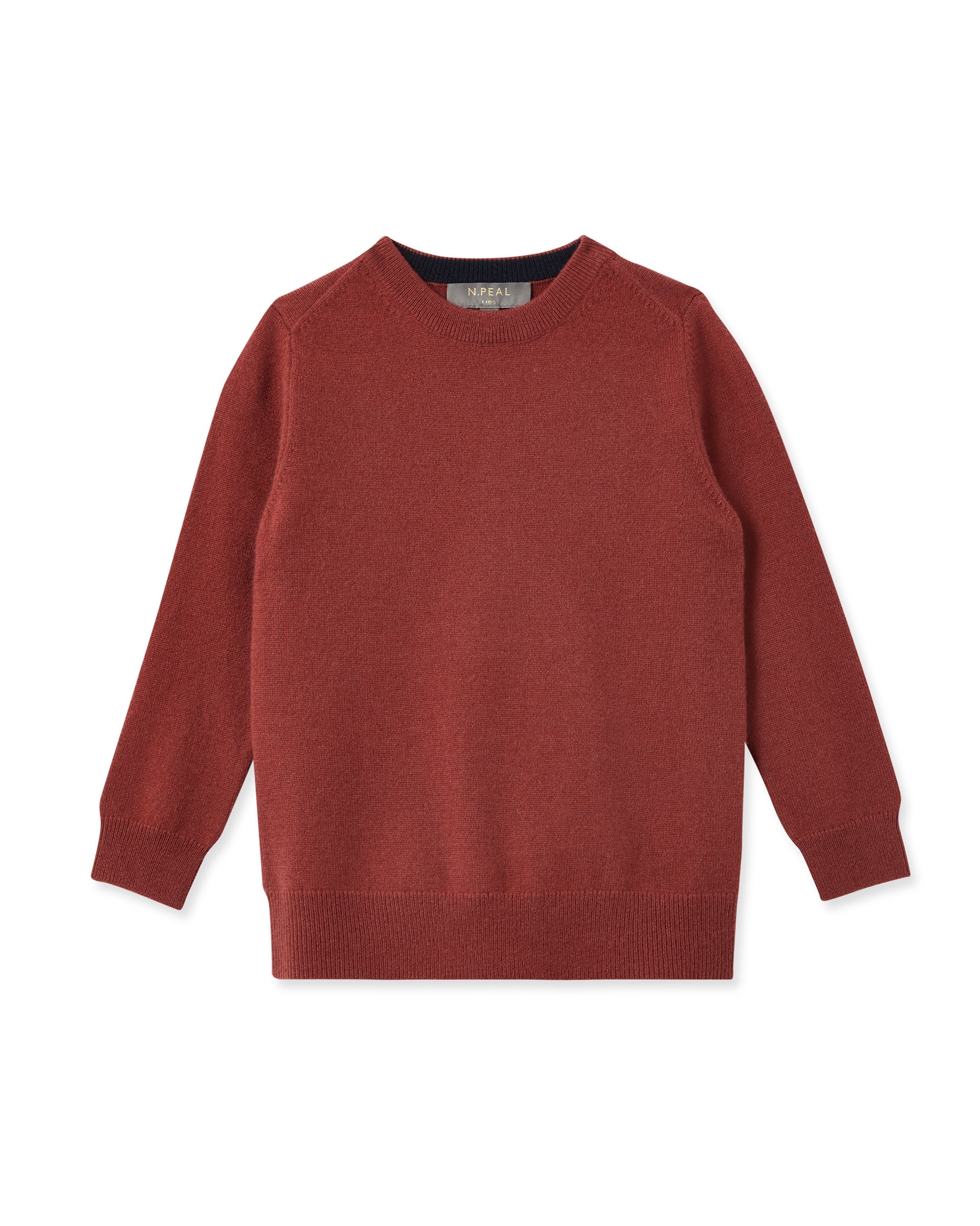 Boys' Cashmere Sweater Round Neck Brick Red - Soft & Warm Winter Pullover for Kids' Casual Wear & Holiday Outfits