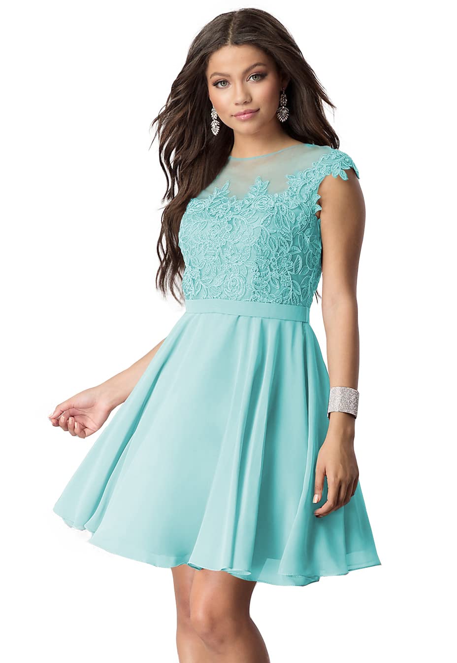 Noras Women's Floral Lace Short Prom Dress - Elegant Homecoming & Cocktail Party Dress for Teens | Perfect for Dances, Formals & Special Occasions