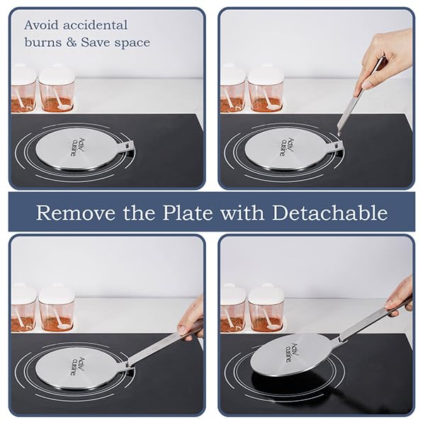 ACTIV CUISINE 9.45 Inch Stainless Steel Heat Diffuser Plate for Electric, Gas & Induction Stoves - Removable Handle, Cookware Protector for Pots & Pans - Perfect for Even Heating on Glass Cooktops, Camping & RV Cooking
