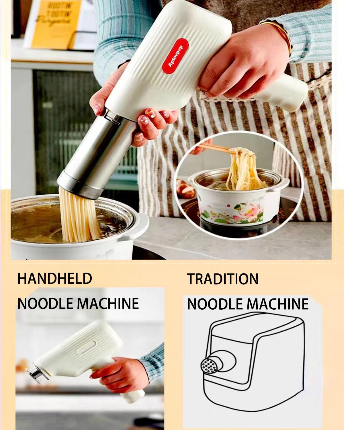 Electric Noodle Maker Machine - Handheld Wireless Pasta Press for Homemade Italian Pasta, Sausage & Dumplings | 3 Filling Tubes & Molding Mold Included | Perfect for Kitchen, Camping & Quick Meals