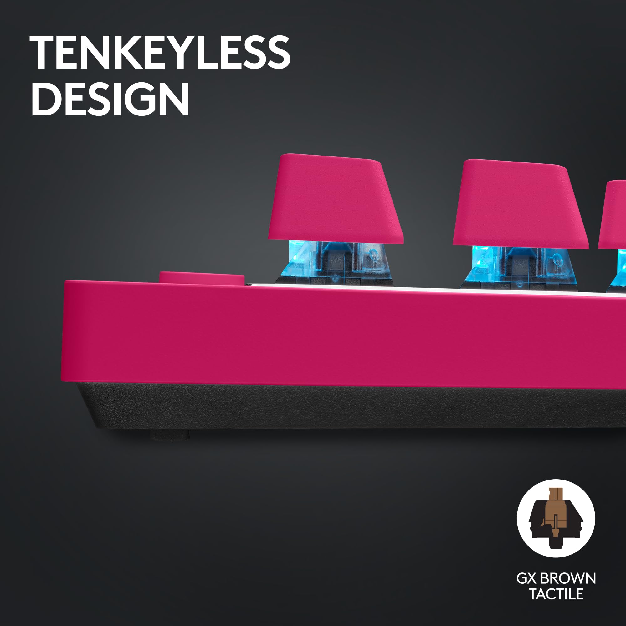 Logitech G PRO X TKL Lightspeed Wireless Gaming Keyboard - Magenta - Tactile Switches - Mechanical Keyboard for Esports & PC Gaming - Perfect for Competitive Gamers & Streamers