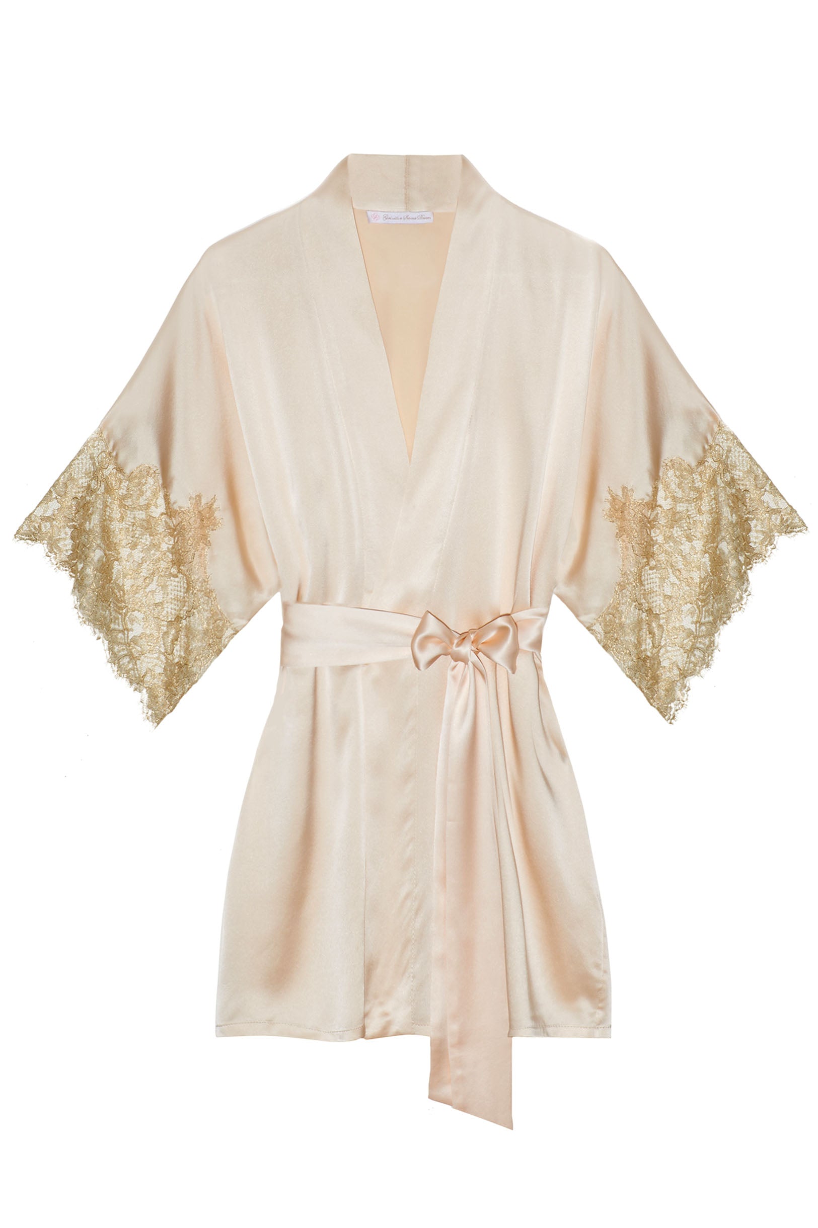 Elegant Blush Pink & Gold Lace Silk Kimono Robe for Women | Luxury Loungewear & Bridal Party Wear | Perfect for Spa Days, Weddings & Special Occasions