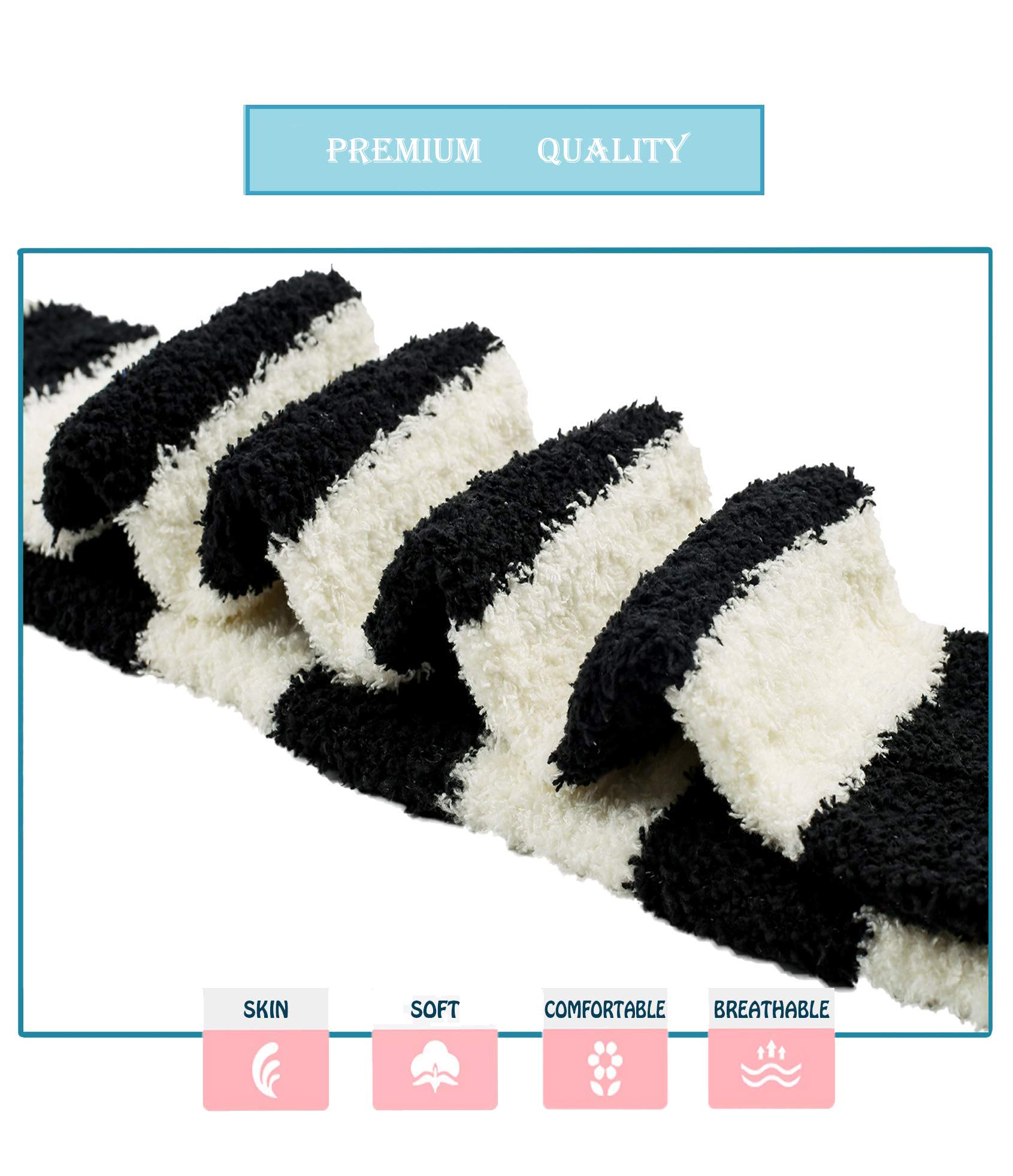 Wander G Women's Over Knee High Fuzzy Socks - Cute Cartoon Thigh High Stockings with Warm Stripes - Perfect for Winter, Lounge Wear, and Gift Giving