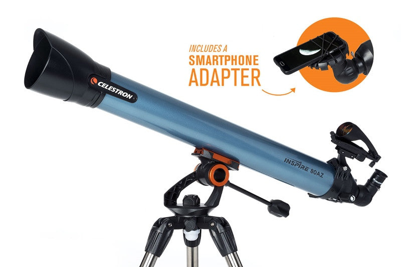 Celestron Inspire 80AZ Refractor Telescope - 80mm Aperture Astronomy Telescope for Beginners & Adults, Portable for Stargazing, Bird Watching & Travel - Perfect for Backyard, Camping & Outdoor Adventures