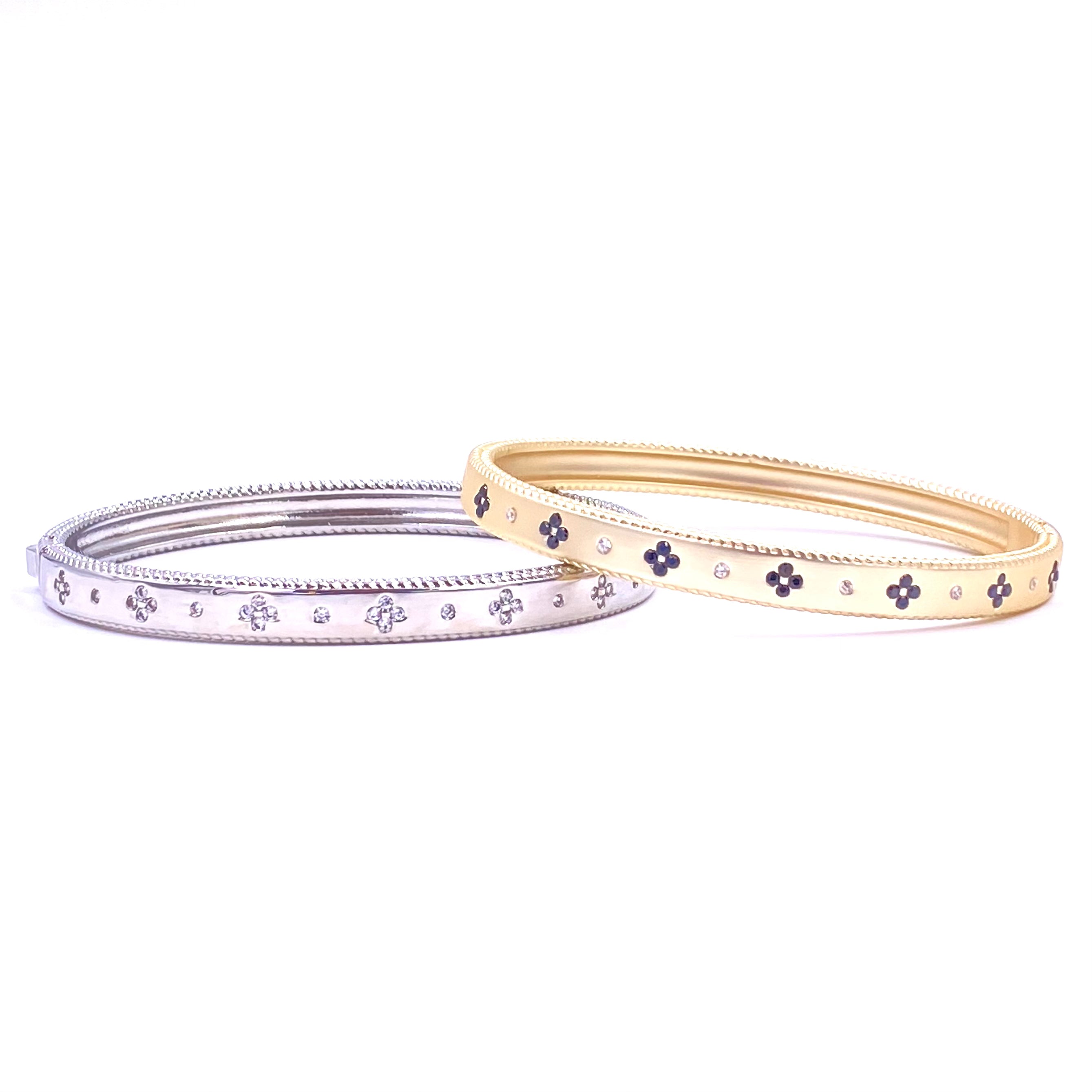 Ashley Gold Stainless Steel Gold Plated CZ Clover Design Bangle Bracelet for Women - Elegant Irish Jewelry Gift for St. Patrick's Day, Birthday & Anniversary