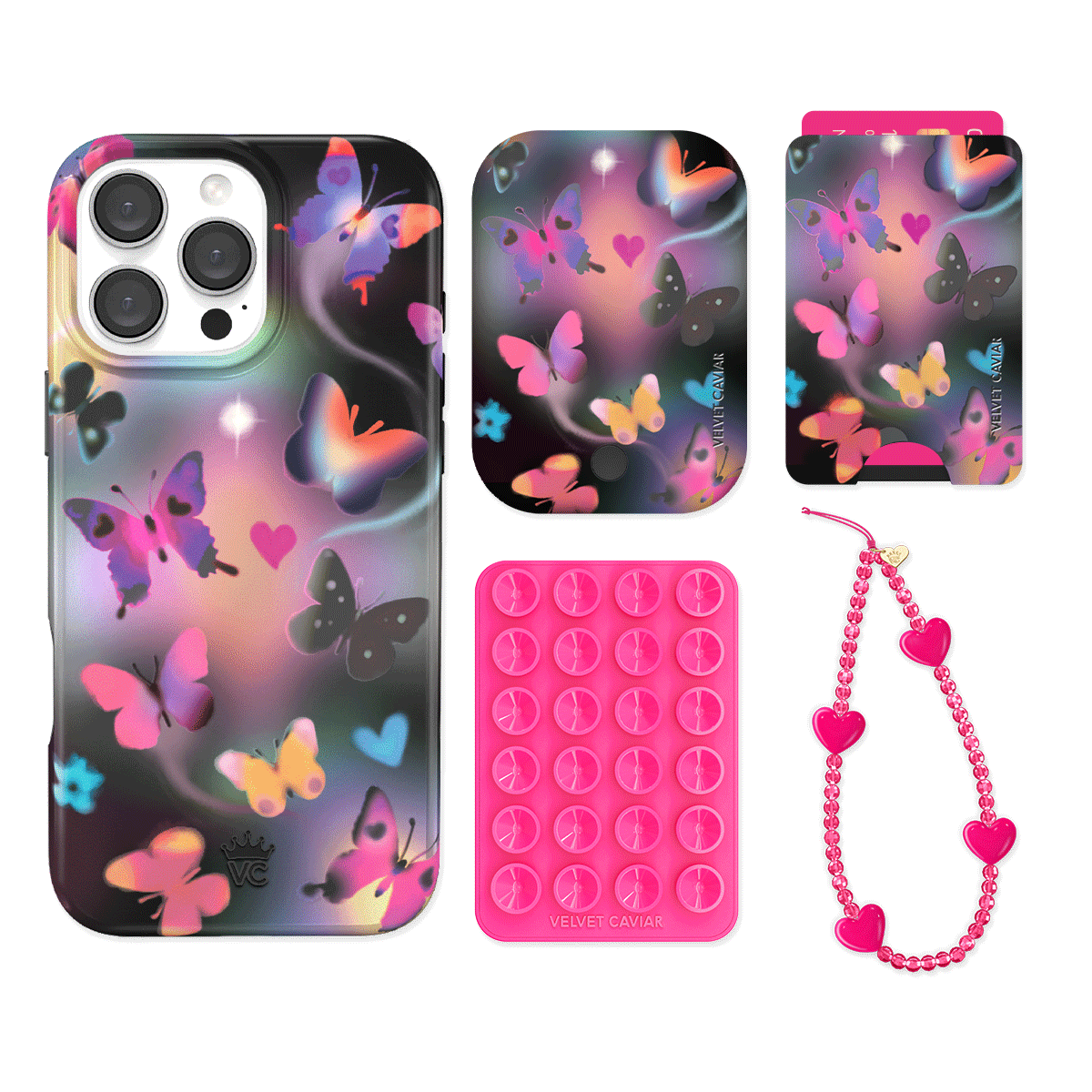Aurora Butterfly iPhone Case with Wallet - Stylish & Functional Phone Accessory for Women - Perfect for Everyday Use, Travel, and Shopping