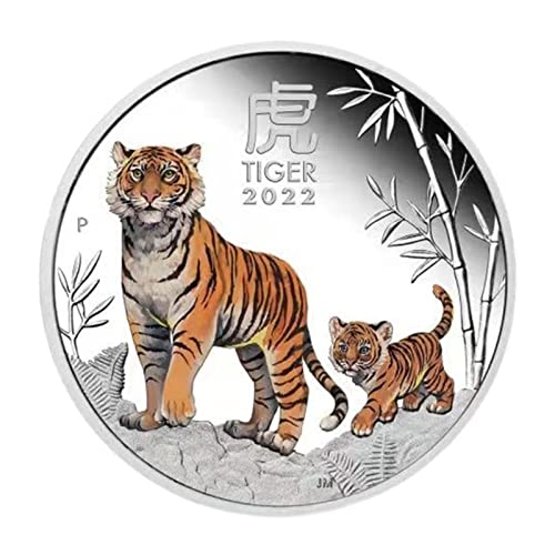 75Pcs 2022 Year of The Tiger Commemorative Coin Set - Australian Gold & Silver Plated Collectible Medallions (Color) - Perfect for Coin Collectors, Chinese New Year Gifts, and Investment Souvenirs