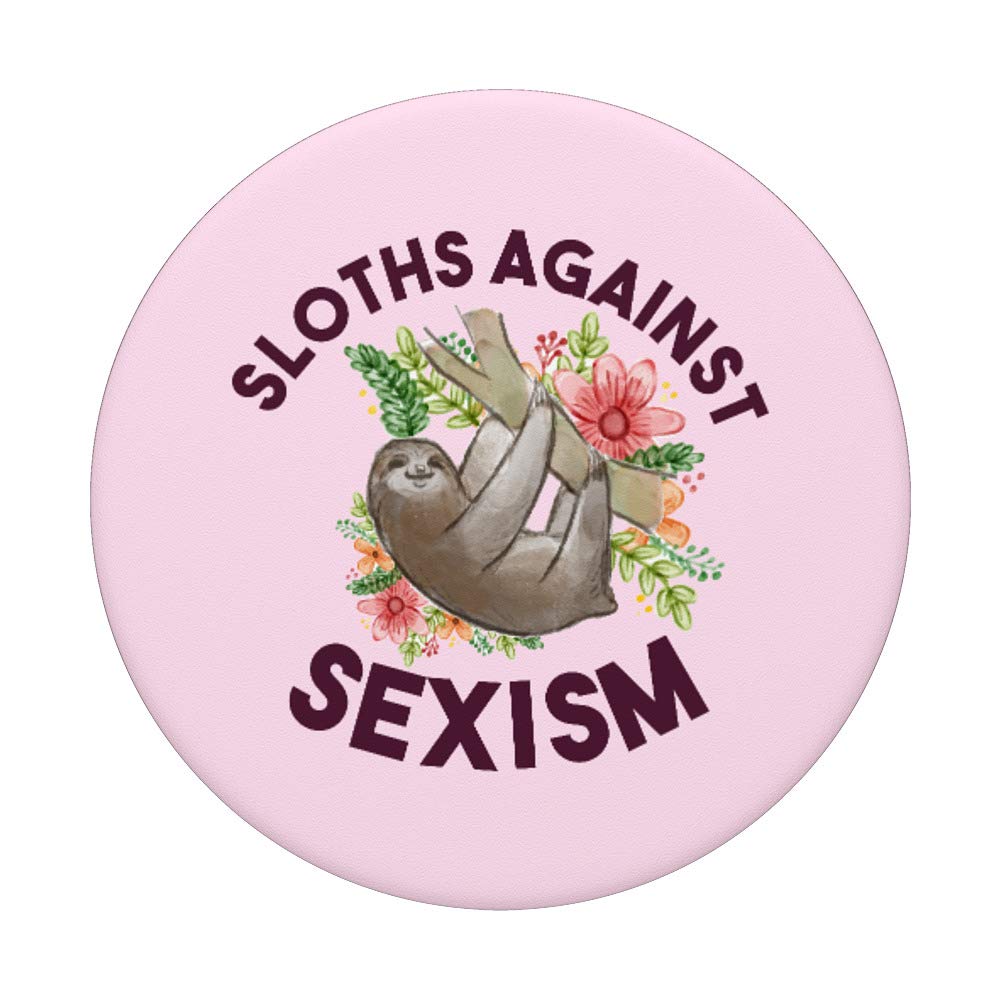 Sloths Against Sexism Cute Feminist Pink T-Shirt - Empowering Gift for Women & Girls - Perfect for Protests, Women's Day & Feminist Events