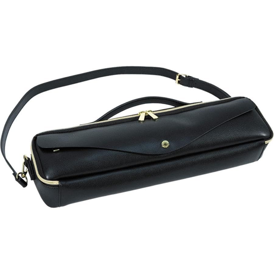 Premium Black Synthetic Leather Flute Case Cover for B-Foot Flutes - Pearl Embossed Design with Legato-Largo Style - Perfect for Musicians, Students & Performers - Ideal for School, Practice & Concert Protection