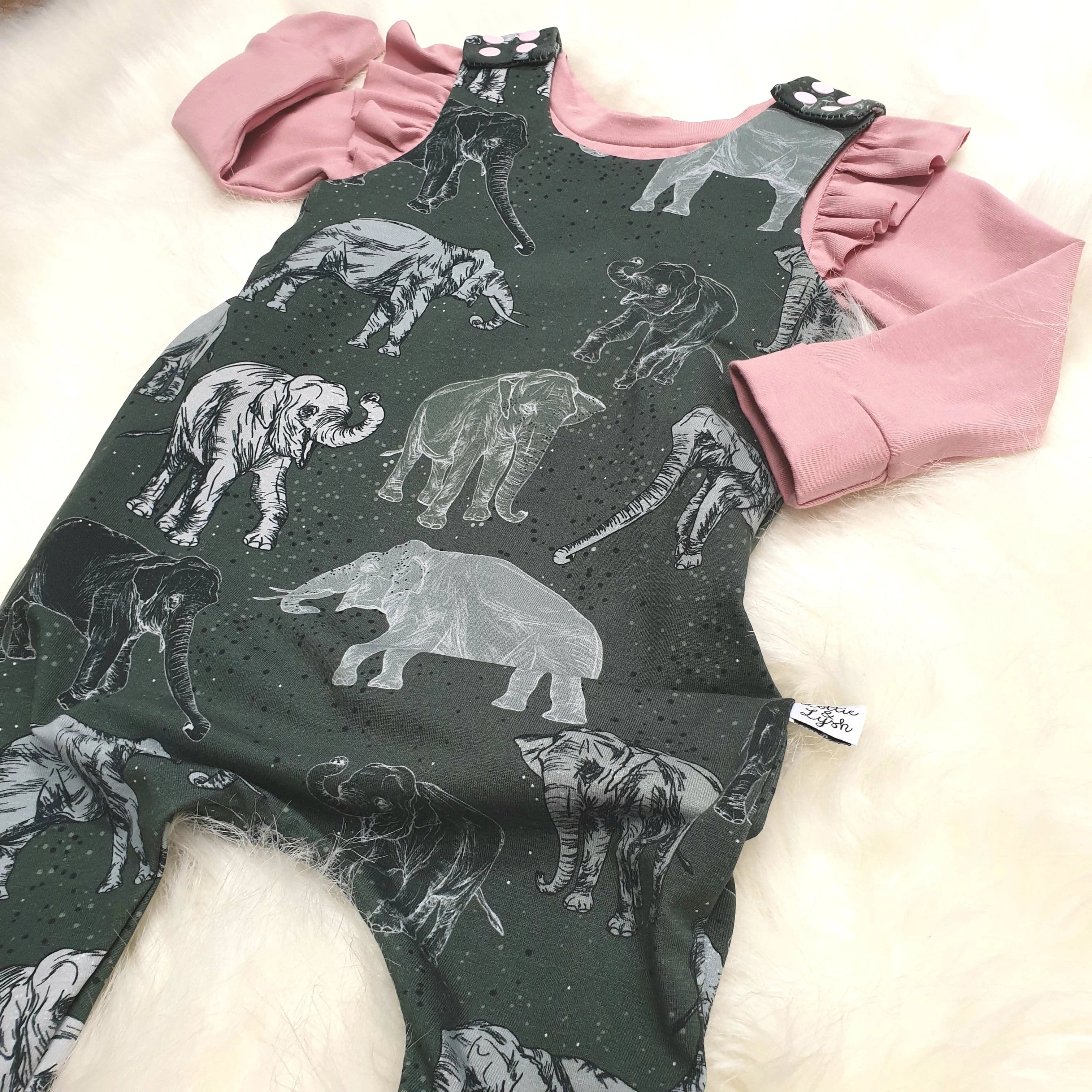 Organic Cotton Baby & Toddler Dungarees with Cute Elephant Design - Soft, Comfortable Overalls for Playtime, Daycare & Outdoor Adventures