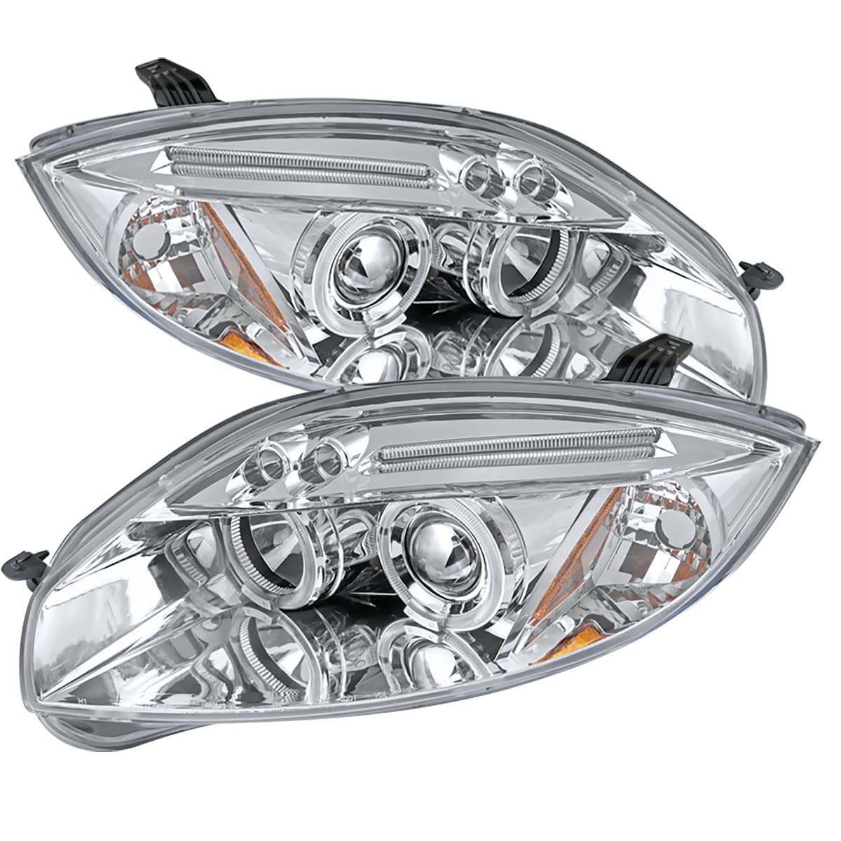 06-12 Mitsubishi Eclipse Clear Halo Projector Headlights - High Performance LED Head Light Lamps for Night Driving & Off-Road Use