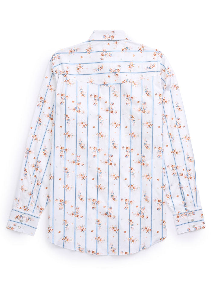 Ely Cattleman Men's Western Floral Print Snap Button Shirt - White Cowboy Style Shirt for Rodeo, Country Music Festivals & Casual Wear