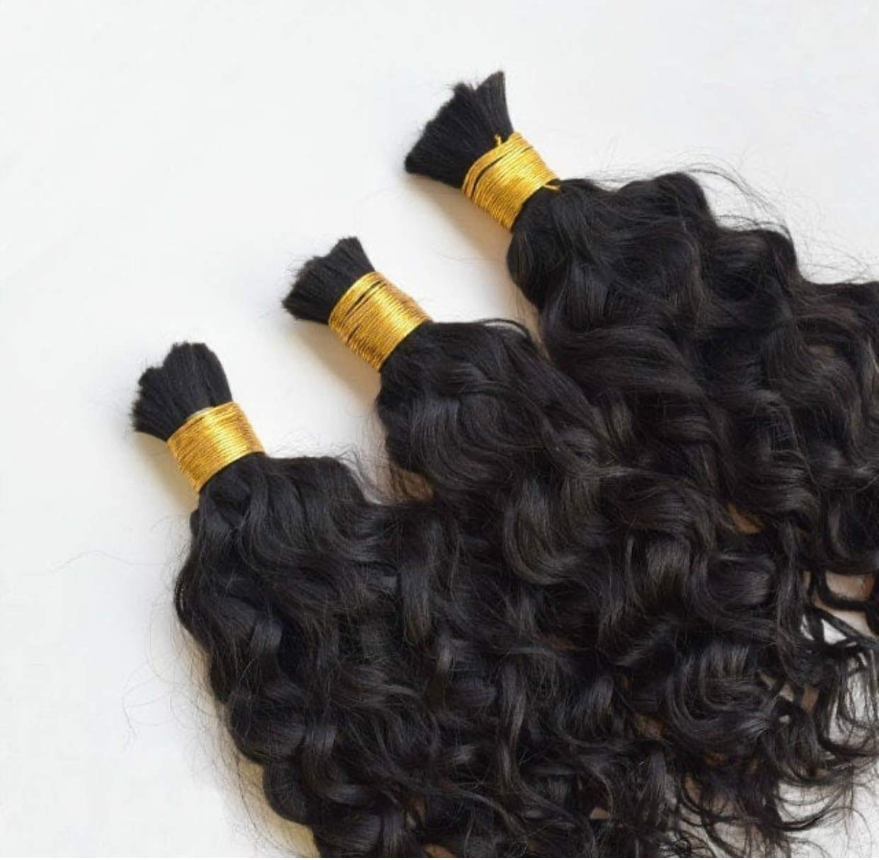 Bulk Brazilian Virgin Remy Human Hair Extensions - 3-Piece Loose Deep Wave Bundles (10/12/14 Inches, Color #2) for Braiding & Styling | DHL Fast Free Shipping | Perfect for Salon Use, Protective Styles & Everyday Wear