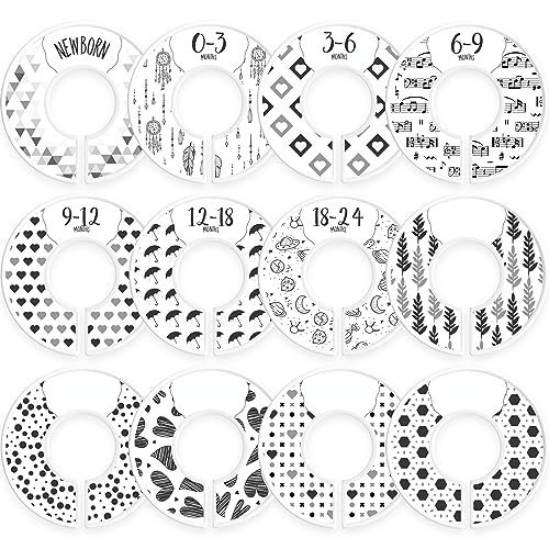 CORRURE Baby Closet Organizer - 12-Pack Adjustable Size Dividers for Newborn to 24 Months Baby Clothes - Nursery Closet Hanger System for Boys & Girls - Perfect Baby Shower Gift (White) - Ideal for Nursery Organization & Baby Clothing Storage
