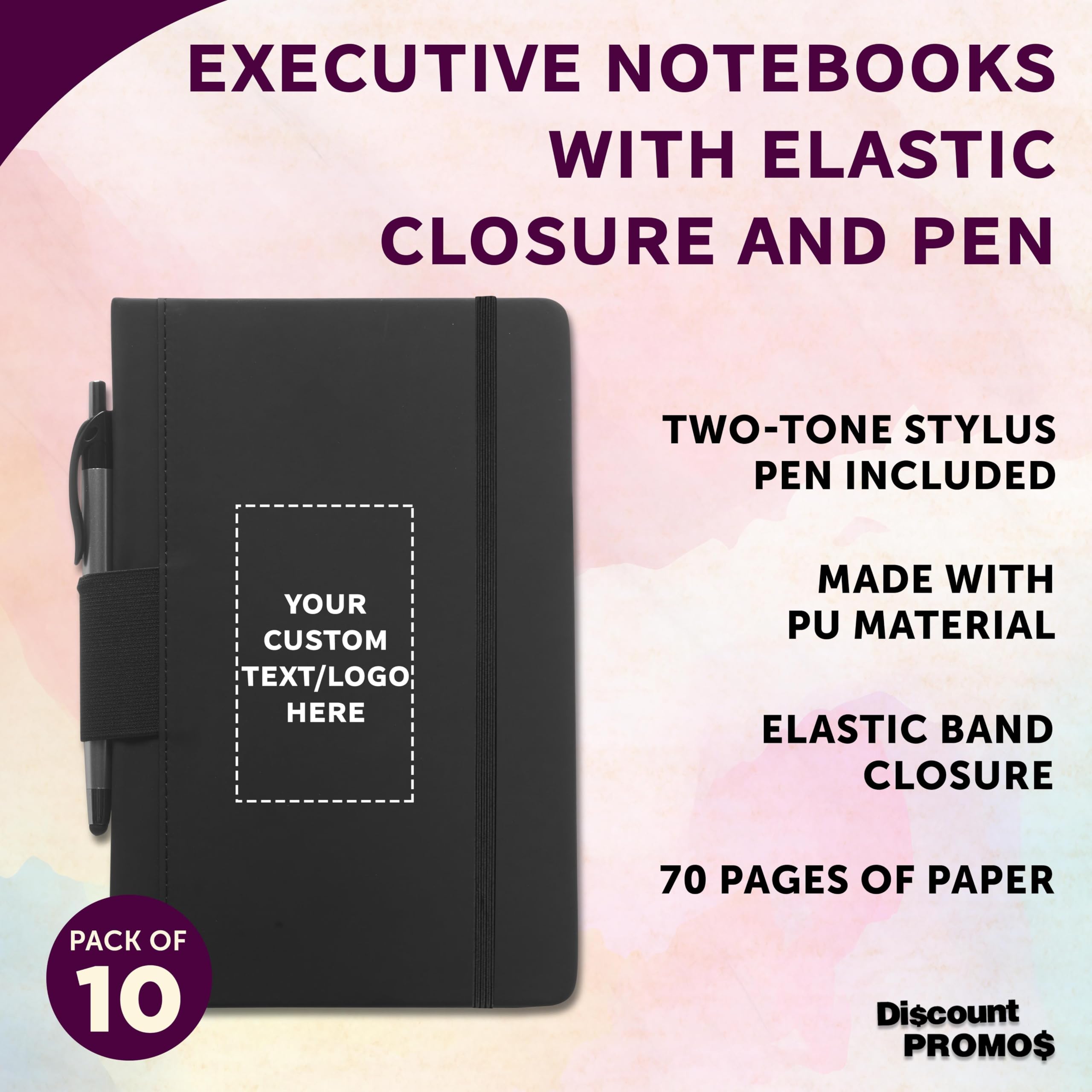 Premium Customizable Executive Notebook Set with Pen - 6 x 8.5 Inch Eco-Friendly Recycled Leather Journal - Ideal for Business Gifts, Corporate Events & Office Use